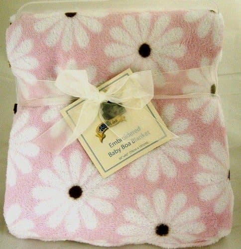 Kidsline Baby Pram Boa Blanket Pink Daisy Fleece Blanket