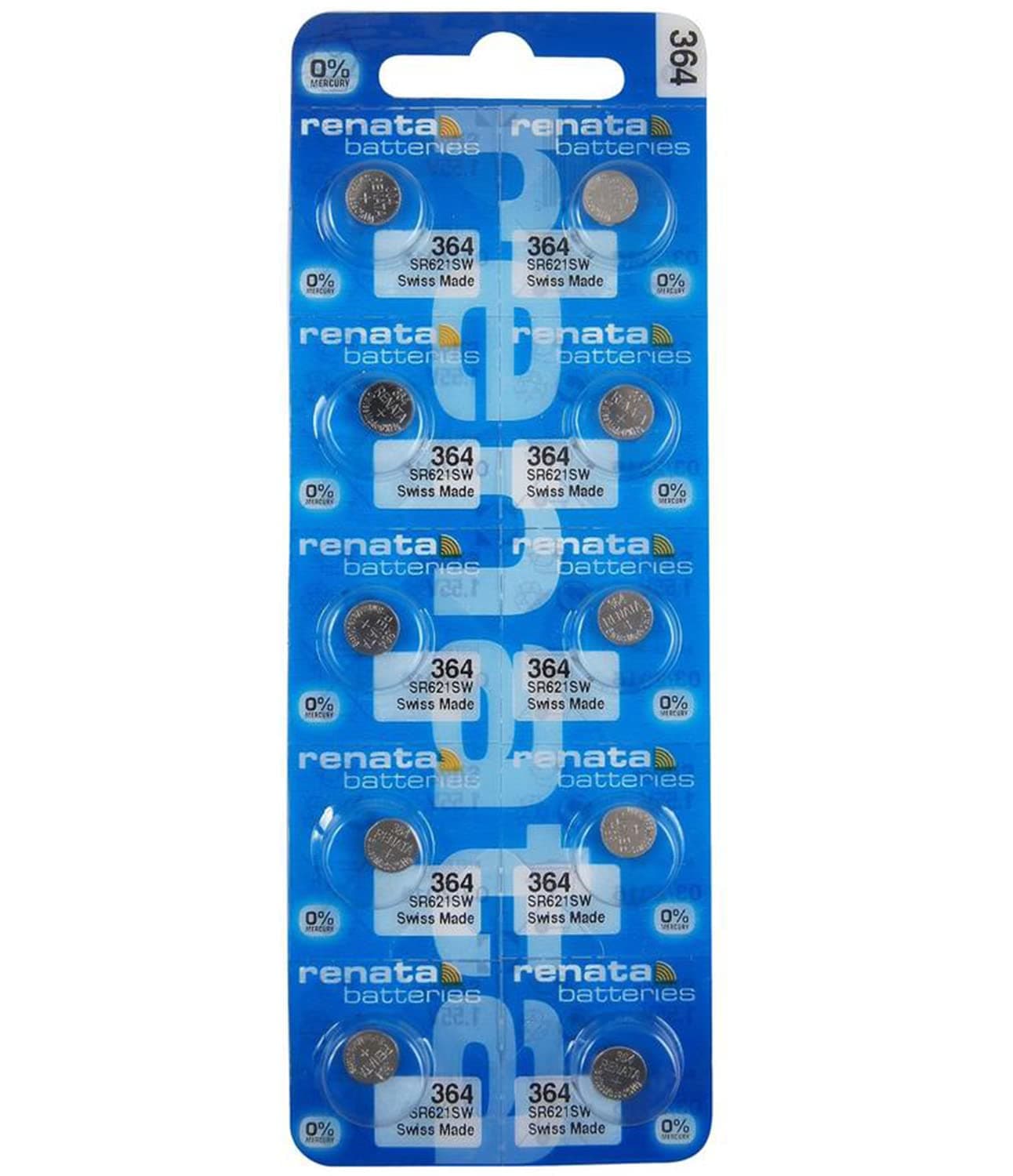 10 Pack Genuine Renata 364 SR621SW Swiss Made Wrist Watch Low Drain Silver Oxide Batteries