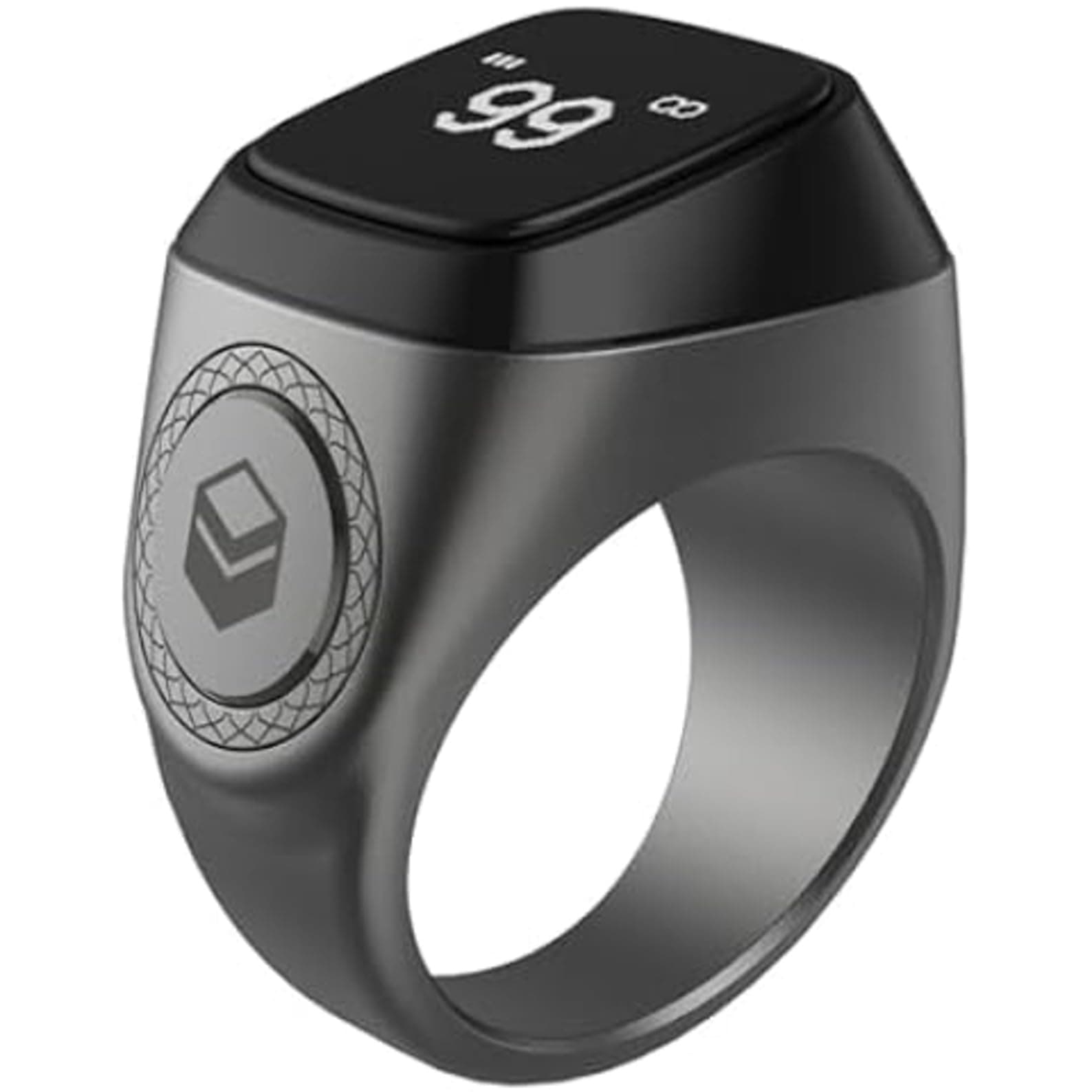 Tasbih Zikr Ring- Muslim Prayer- Prayer Timing Reminder OLED Display Tasbih Counter Smart Ring Wearable Technology Waterproof (Gray, 22mm)