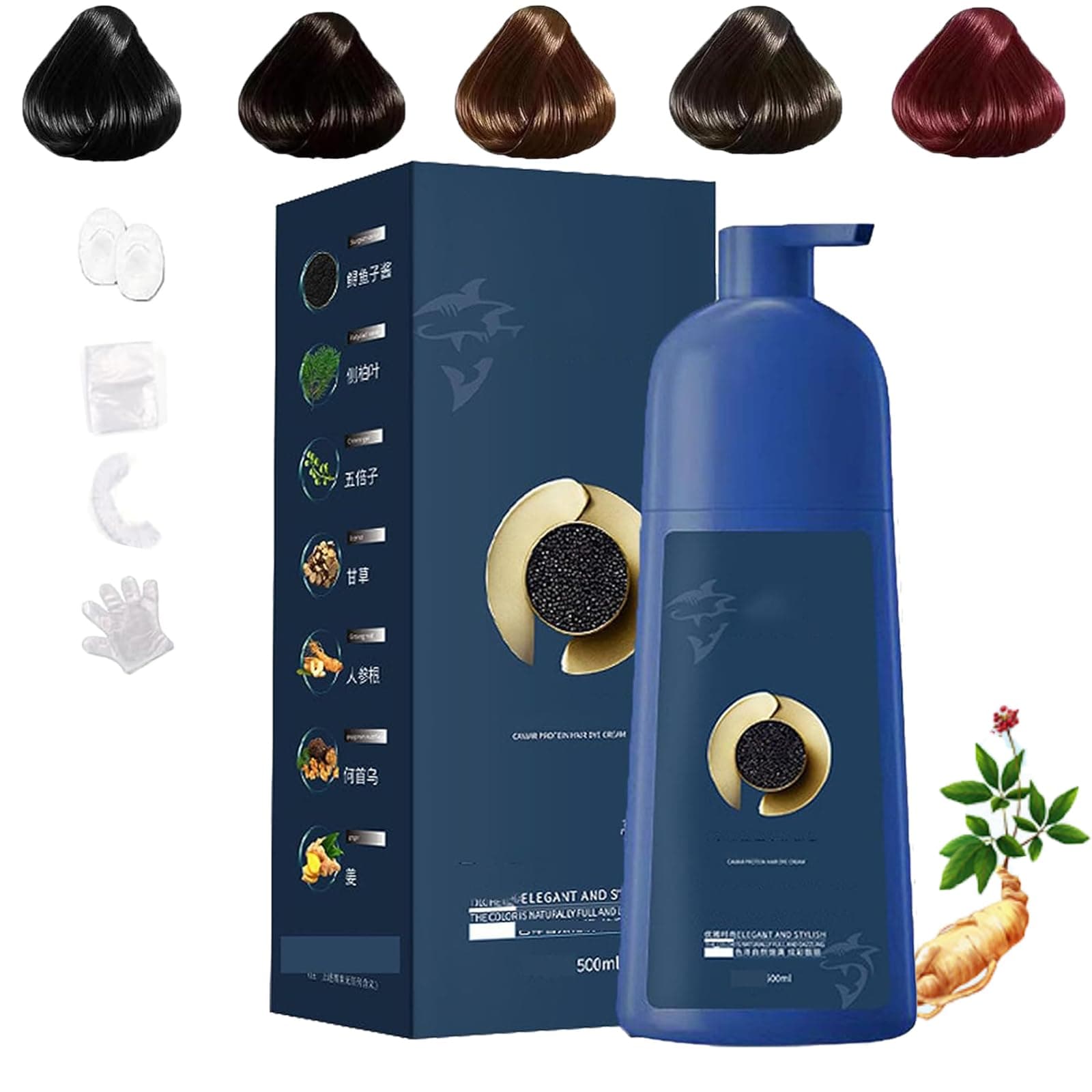 Qiweitang Hair Dye Shampoo Black Brown, Qiweitang Hair Color Shampoo, Zhihuashi Caviar Protein Hair Dye, Plant-Based Hair Coloring Cream, Natural Plant Hair Dye for Grey Hair (Black Brown, 1)