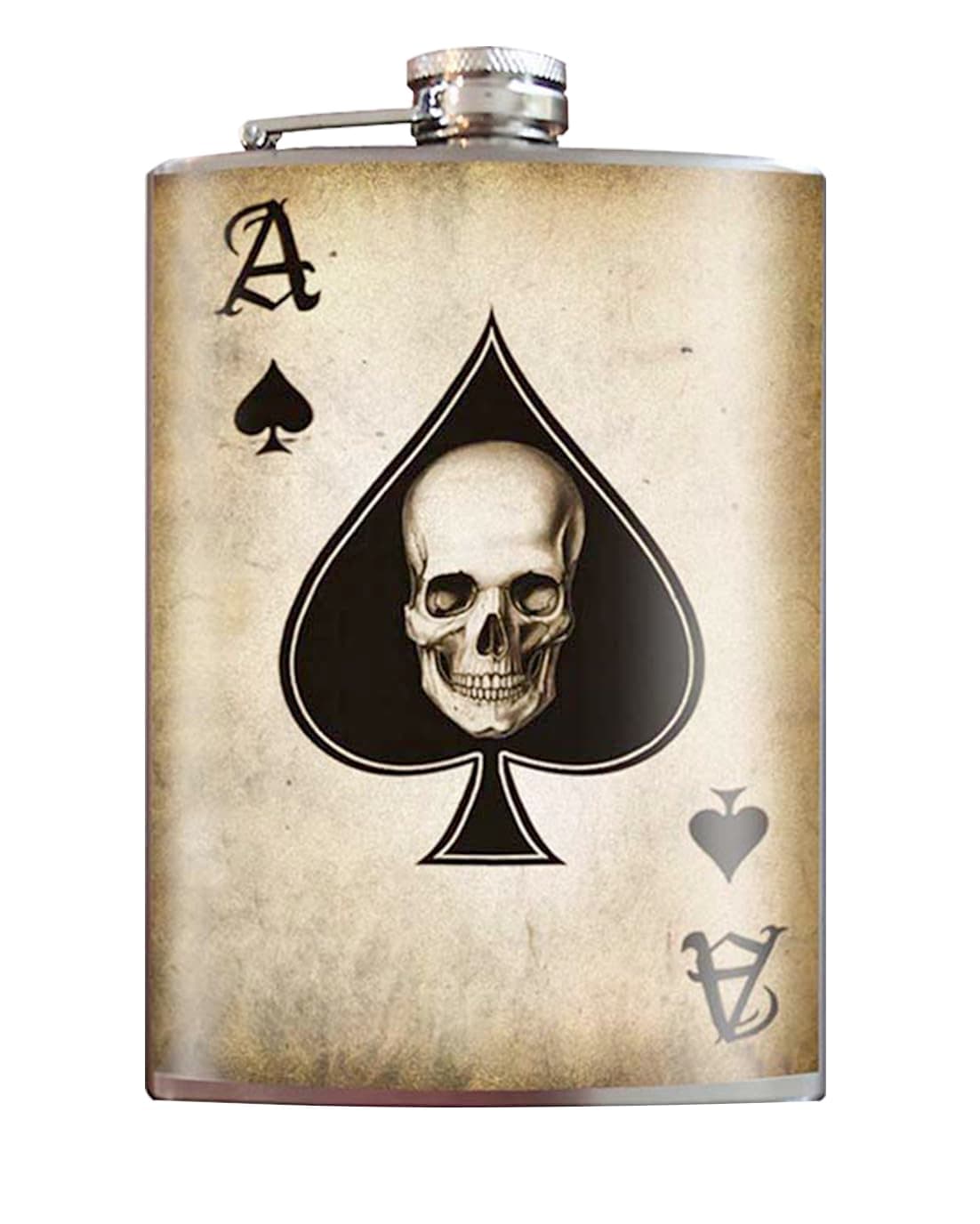 Trixie & Milo Stainless Steel Funny Flasks for Men - Perfect Gifts for Him, Groomsmen Gifts, Bar Accessories and Dad Gifts - Holds 8 oz. of Fluid-Ace of Spades