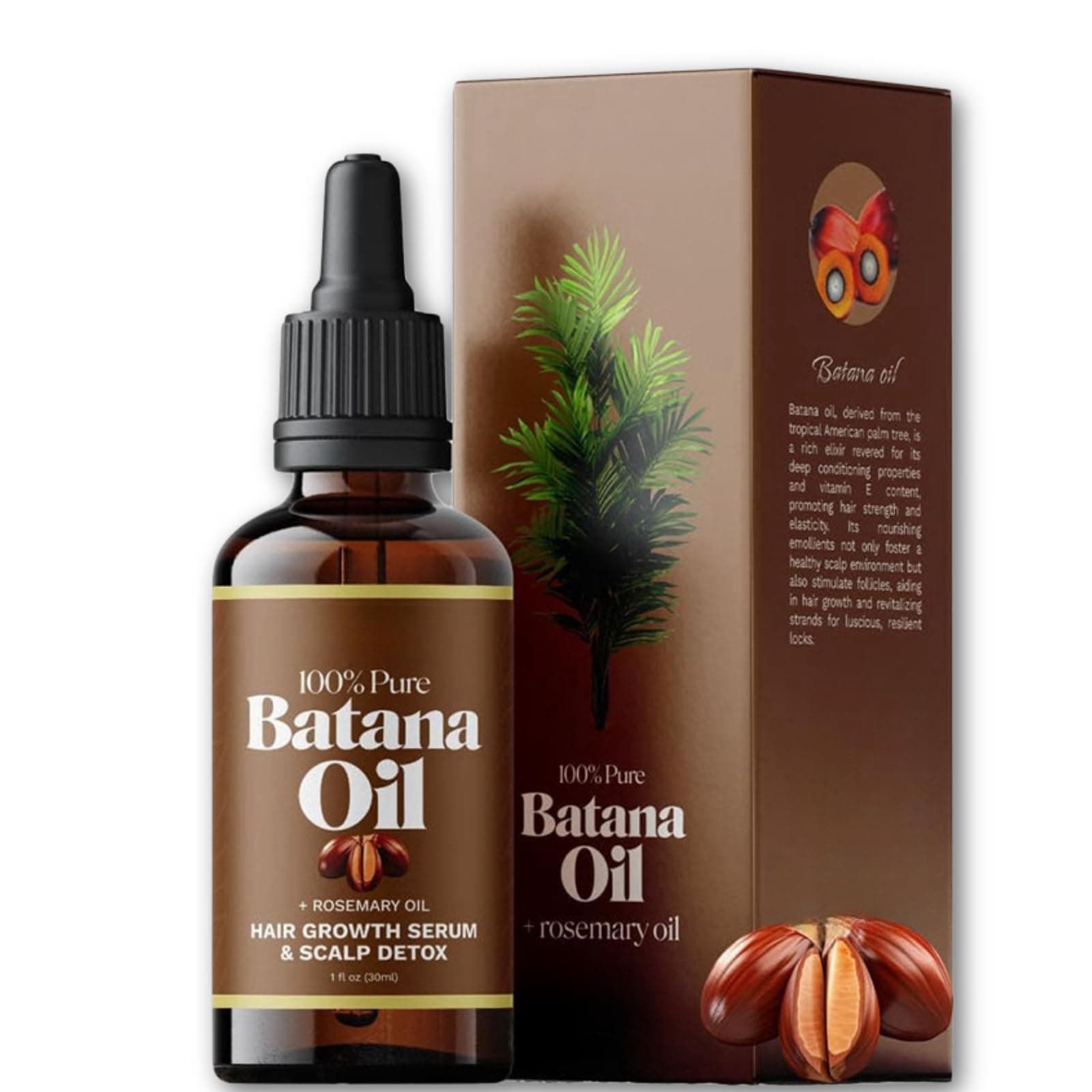 Batana Oil for Hair Growth, 100% Organic Batana Oil from Honduras with Rosemary, Enhances Hair & Skin Radiance Nourishment, Reduce Hair Loss, Batana Hair Oil for Women and Ma, 30ml / 1 Fl Oz (1)