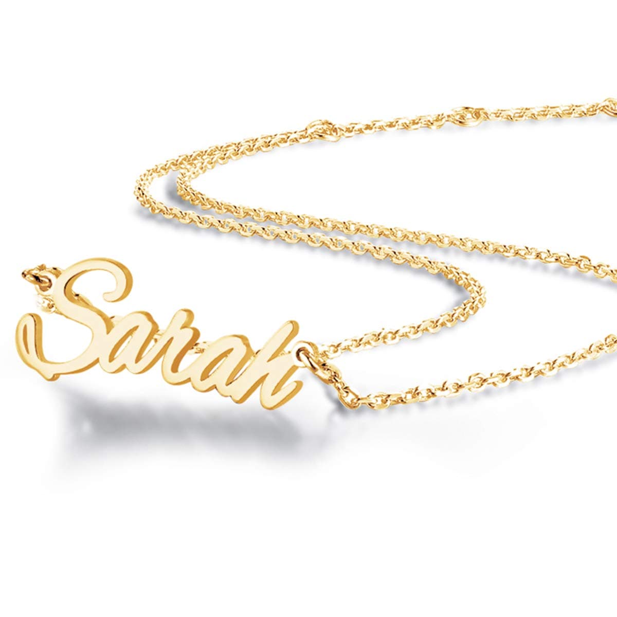 Custom Name Necklace, 18K Gold Plated Nameplate Personalized Jewelry Gift for Women