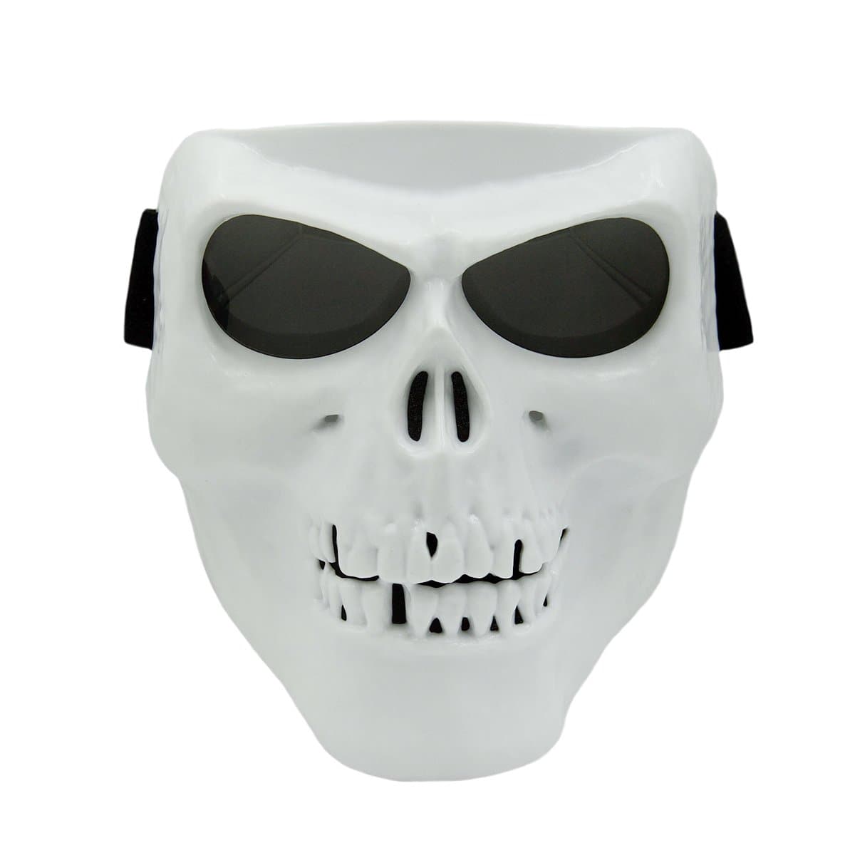 Vhccirt Motorcycle Mask Halloween Spooky Decor with Polarize Goggles Ski Goggles Gray Lens White Skull Mask Grim Reaper Cos Mask for Motorcross Helmet/Party Cos/Airsoft Safety