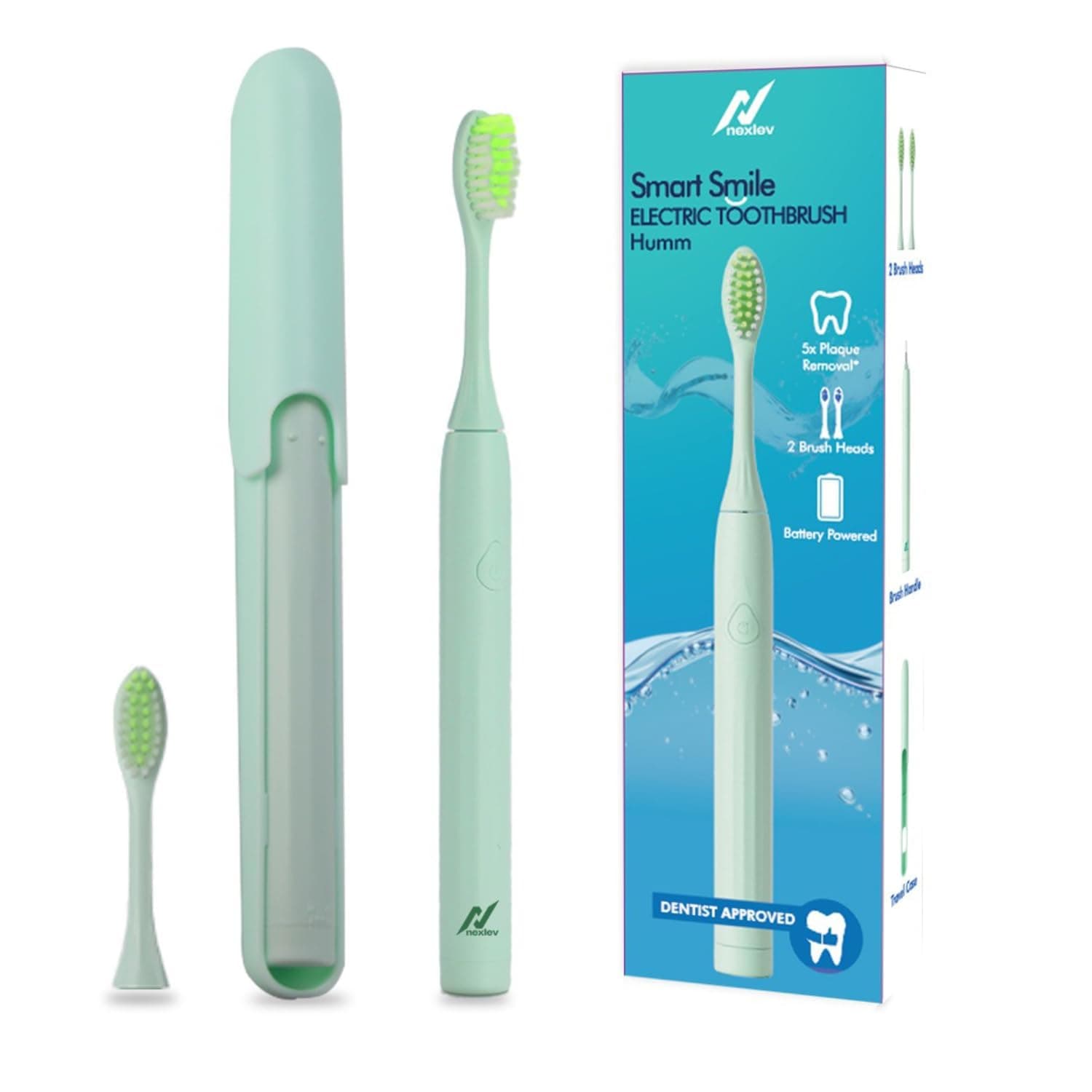 Smart Electric Toothbrush for Adults |2-Min Timer with Quadpacer |2 Replaceable Heads | AAA Battery |3 Modes (Daily, Normal & Sesitive) |Upto 60 Days | Travel Case | Soft Bristles |ET-02 Green