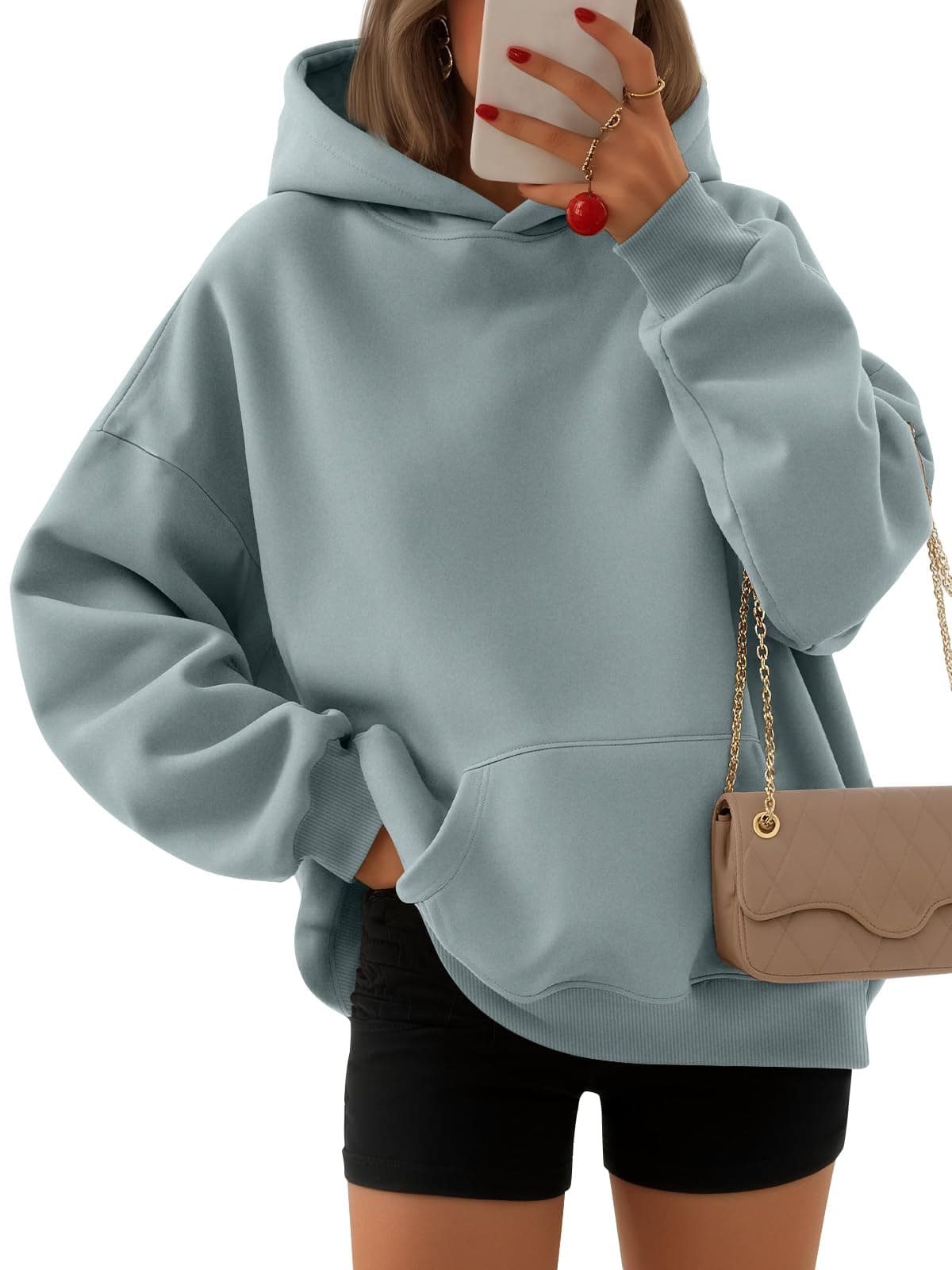 EFAN Women's Oversized Fleece Hoodie, Cozy Plush Pullover Sweatshirt with Pocket