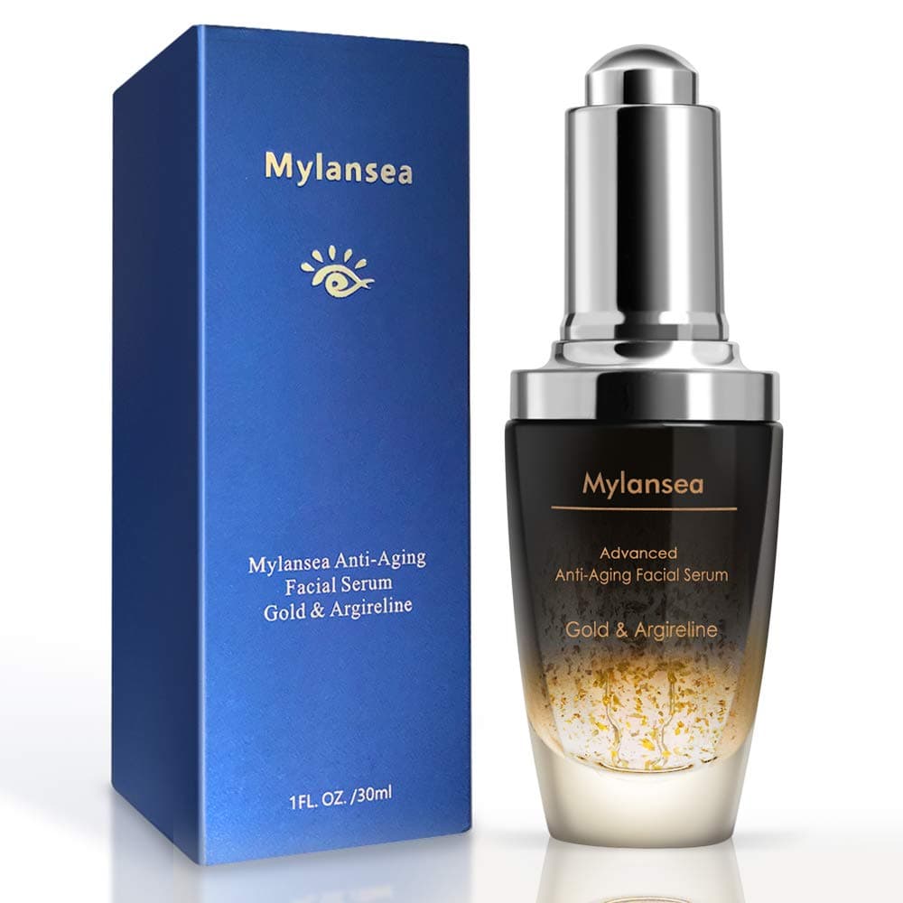Gold Face Serum, Mylansea Anti-aging Facial Serum Peptide Hyaluronic Acid Serum for Face, 30ml