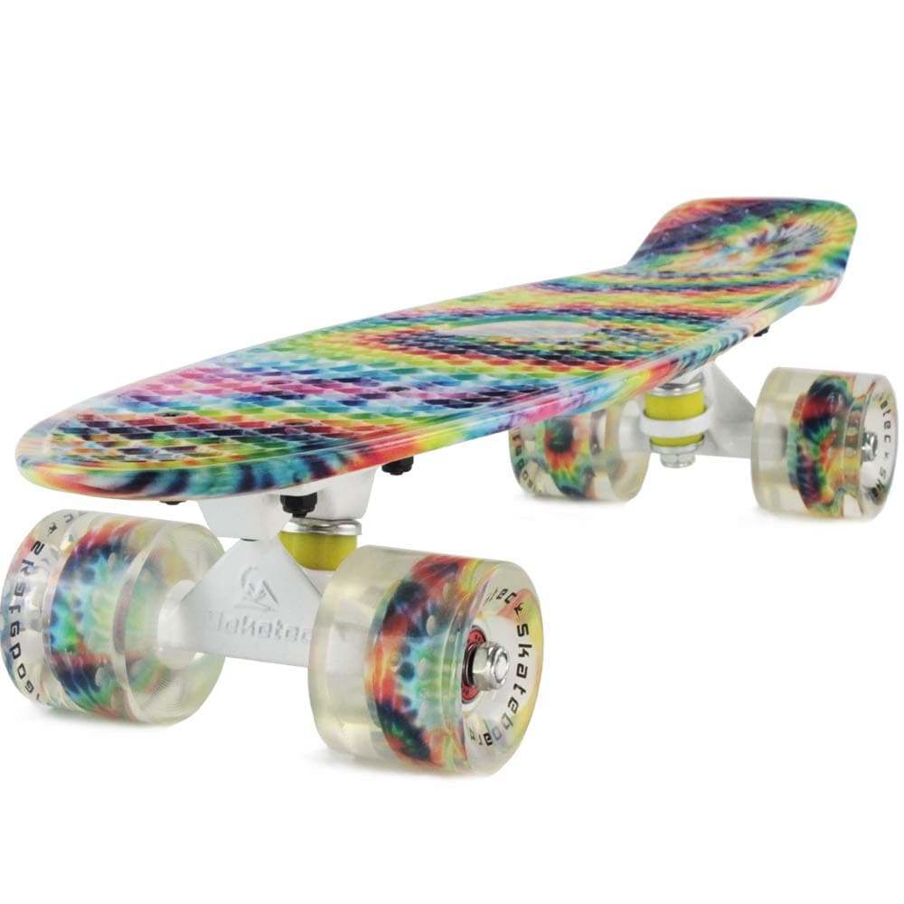 Skateboards Complete 22 Inch Mini Cruiser Retro Skateboard for Kids Boys Youths Beginners