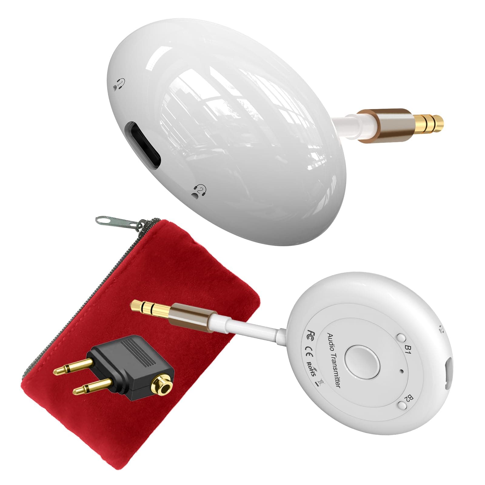 Airplane Bluetooth 5.3 Transmitter Adapter-Low Latency Wireless Audio for Air—Pods/Earbuds/Headphones on Flights, Gym, TV, with 3.5mm AUX Jack