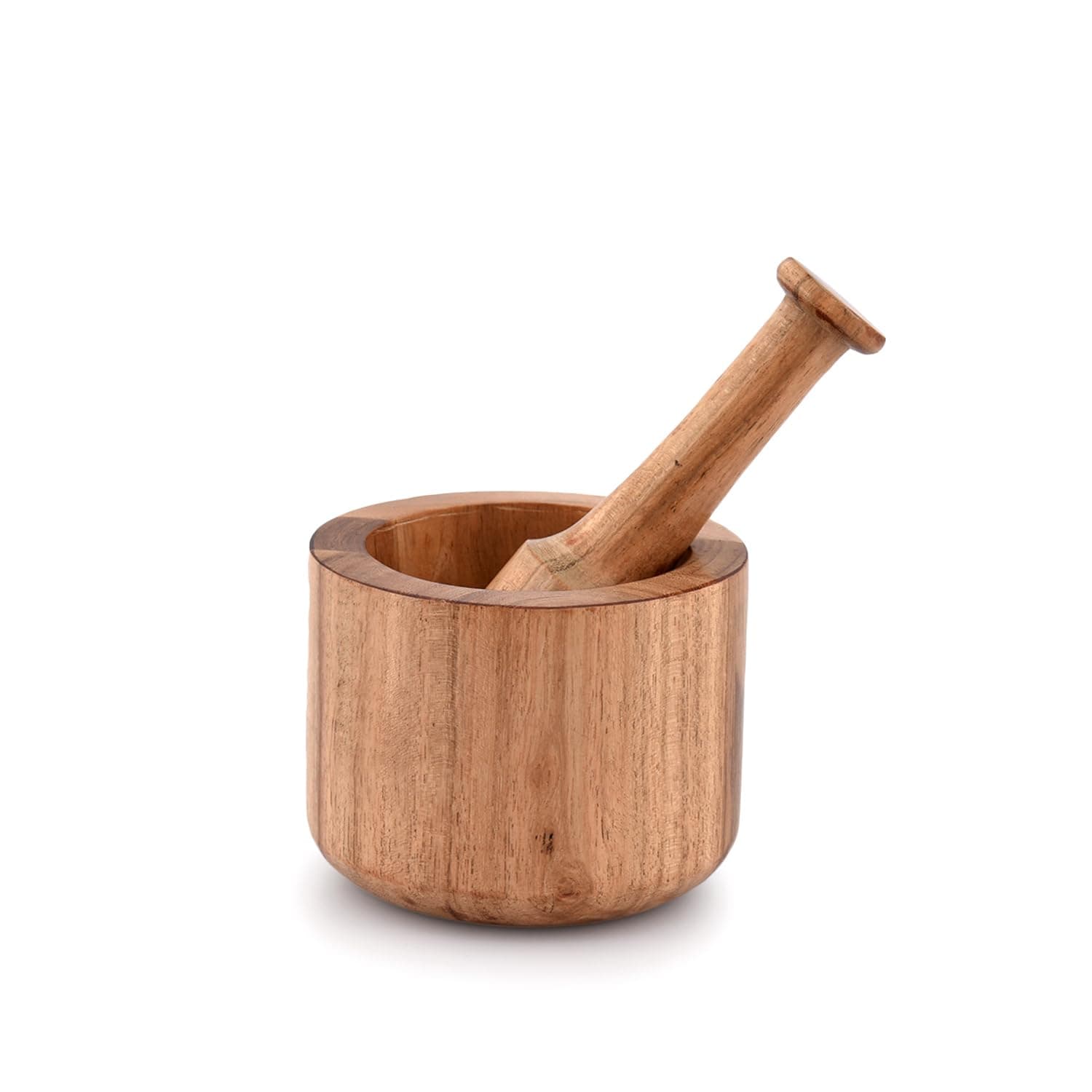 Samhita Acacia Wood Mortar and Pestle for Garlic Pepper Herb Crusher Kitchen Utensils Birthday Housewarming Gift. Mortar- 4" x 3" Pestle- 5.5"