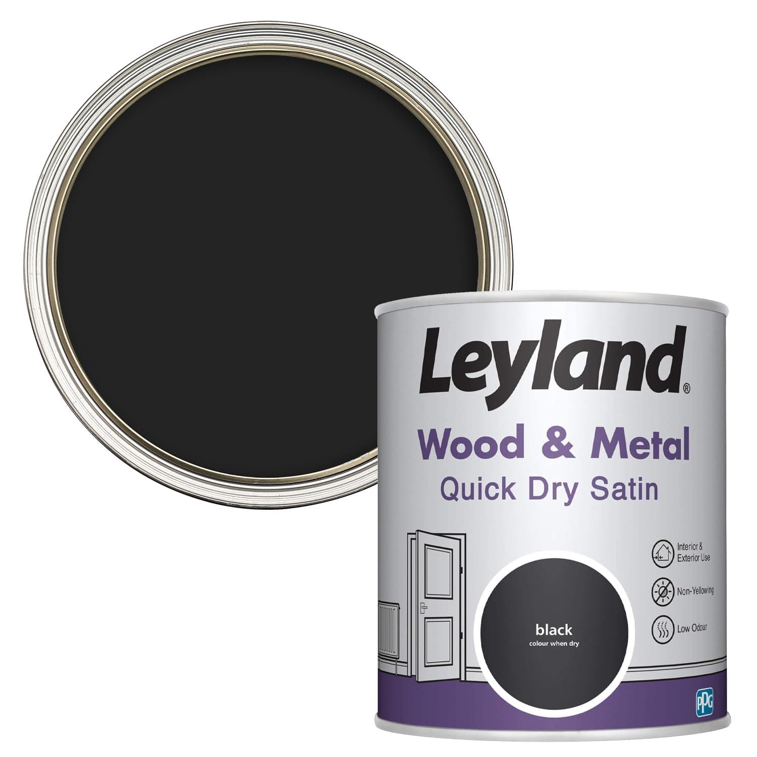 Wood & Metal Quick Dry Satin, Black, 750ml