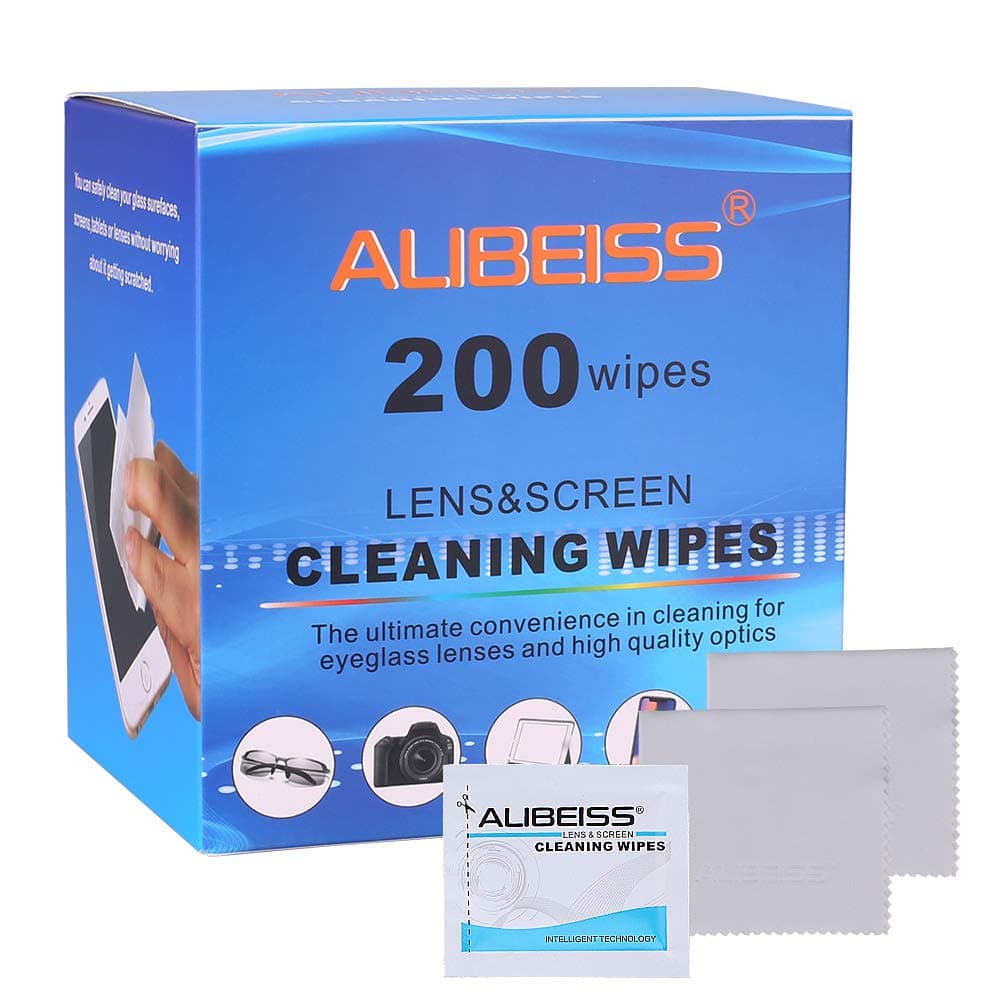 200 Pack Screen Wipes Individually Wrapped Lens Wipes Alibeiss Screen Cleaner Glasses Wipes for Monitor/Laptop/iPad/Phone/TV/PC/Keyboard