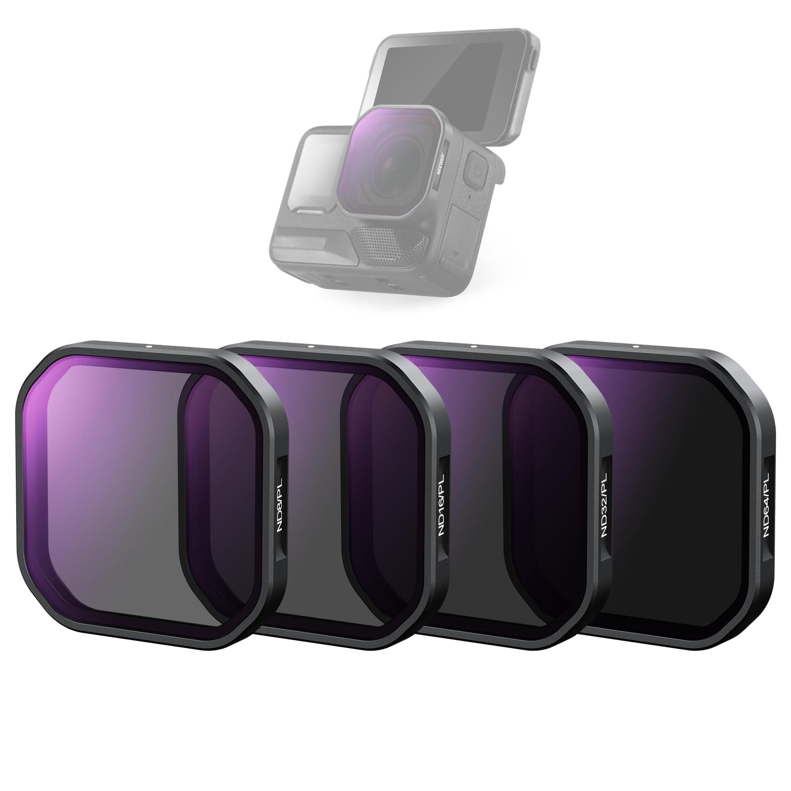 4 Pack Polarized ND Filter Set Compatible with Insta360 Ace Pro 2, ND8/PL + ND16/PL + ND32/PL + ND64/PL, NOT Compatible with Updated Version Redesigned Round Octagonal Lens Guard, FL91