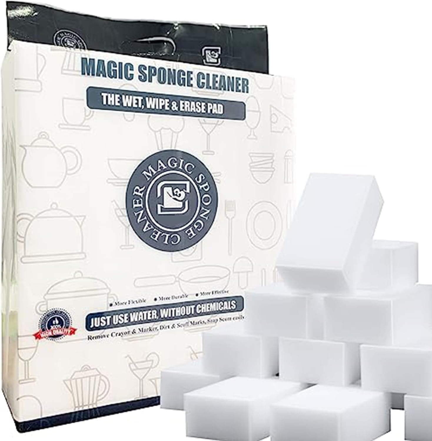 50pcs Magic Sponge Eraser, Melamine Sponge Foam Pad, Extra Thick and Enlarge Kitchen dish Sponges, Multifunctional Sponges for Furniture, Bathroom, Baseboard, Sink, Shoes 10x7x3cm/4x2.8x1.2"