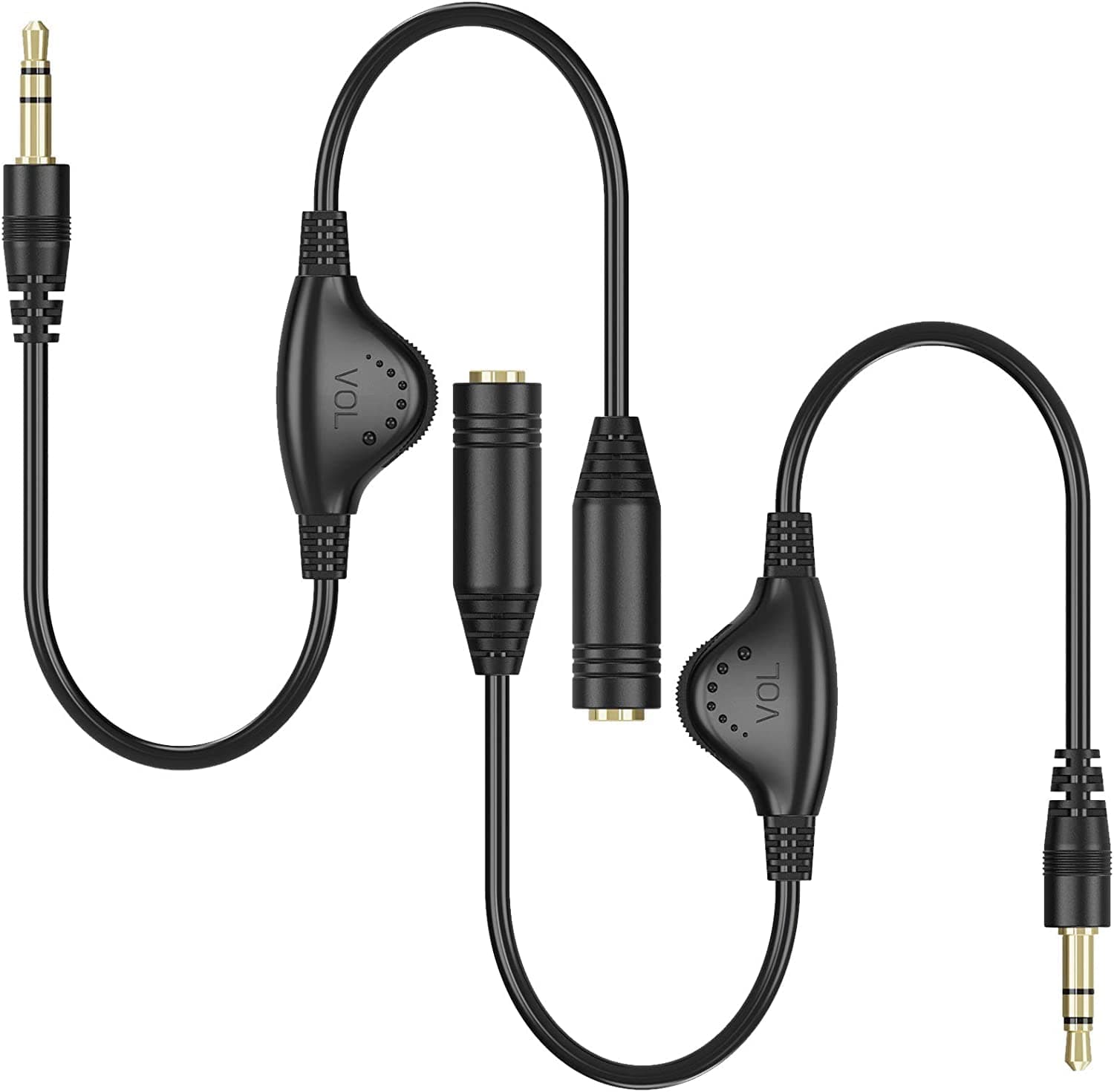 3.5mm Headphone Extension Cables, 2pcs 3.5mm Male to Female Stereo Audio Extension Cord with Volume Adjustment Control for Smartphone Tablets MP3 Players - 10inch