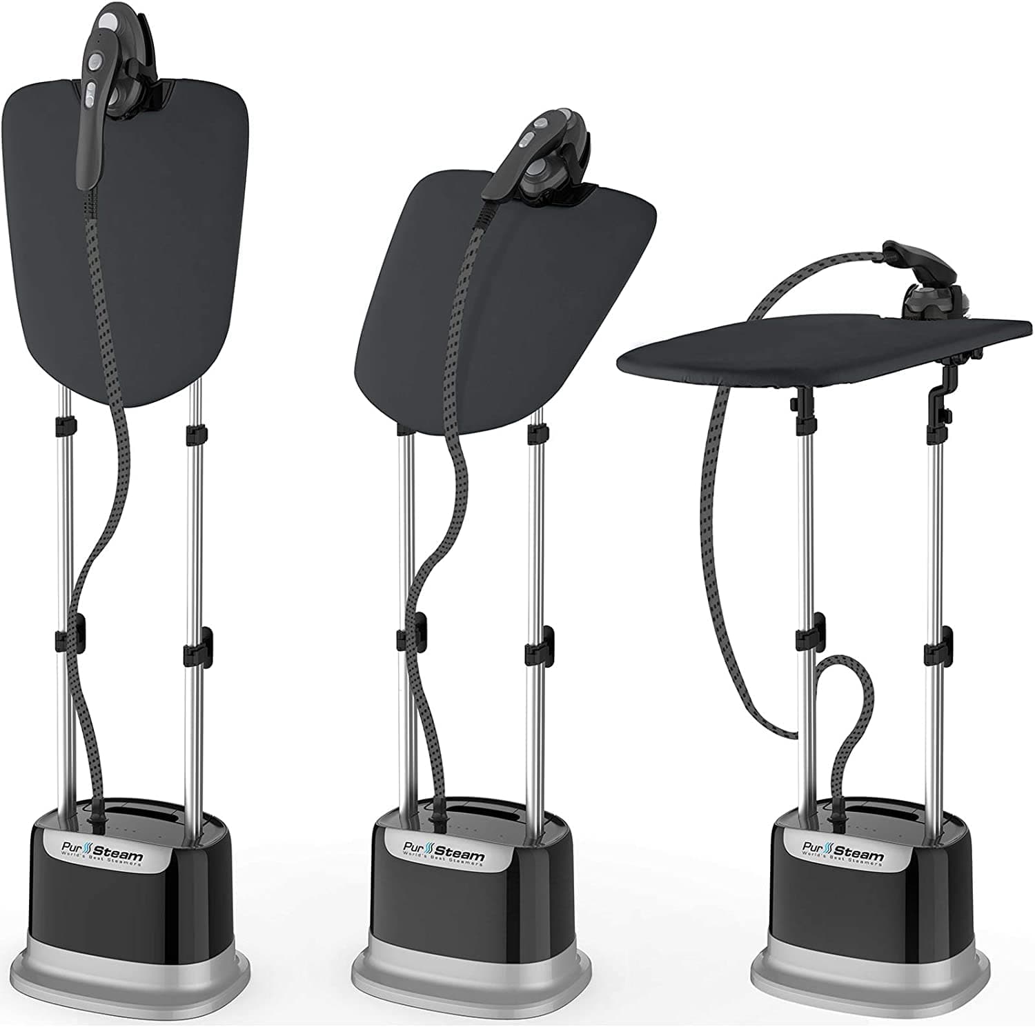 Professional Series Garment Steamer Accessories for Clothes Dual-Pro Iron, 1800 Watt Power and a Large Water Tank, Built-in Ironing Board and Garment Hanger