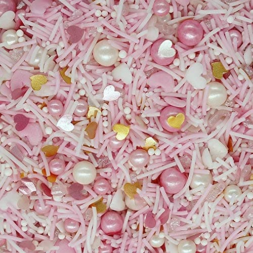 Maybe Baby Pink and White Vegan Gluten Free Sprinkles Halal Kosher Dairy Free Cake Cupcake Sprinkle (120)