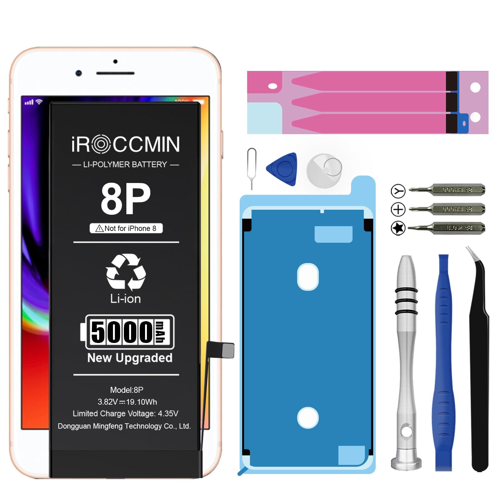 Replacement for iPhone 8 Plus Battery,5000mAh High Capacity Replacement Battery for iPhone 8 Plus Model A1864 A1897 A1898 with Professional Repair Tools