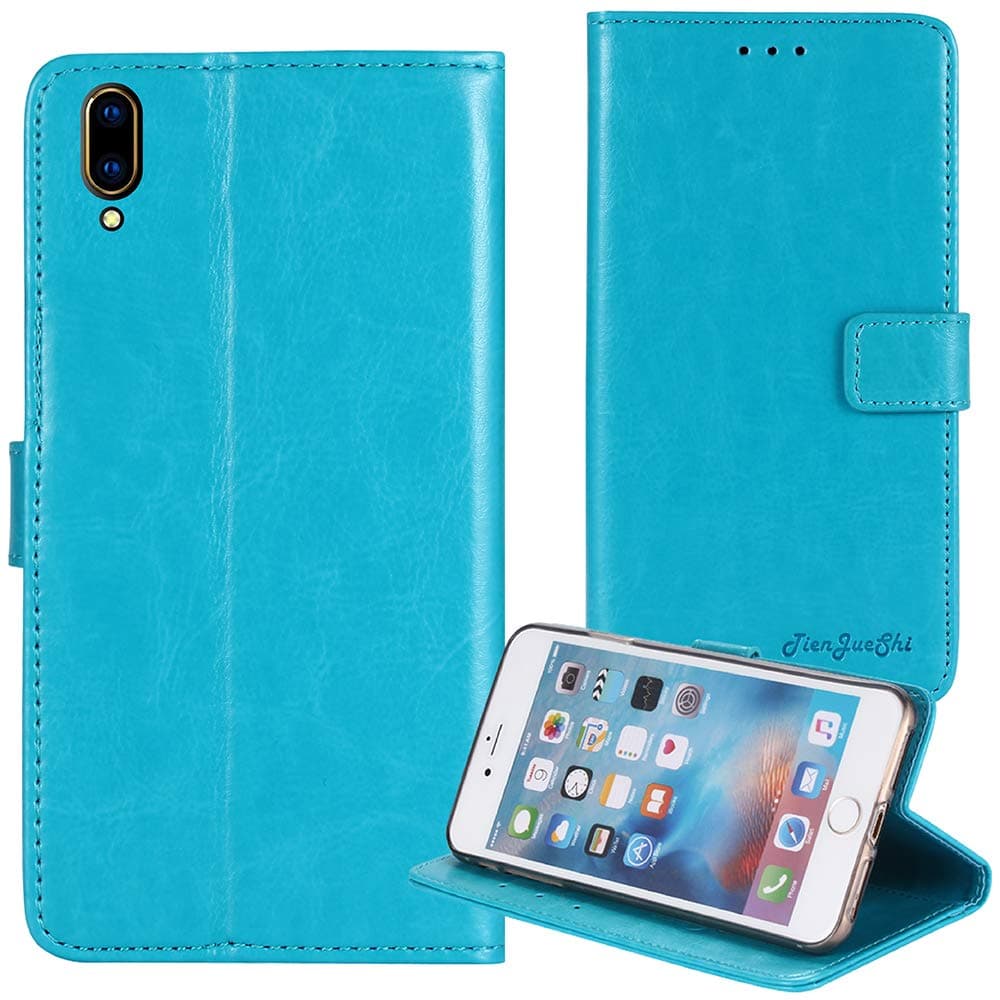 TienJueShi Blue Book Stand Premium Retro Business Flip Leather Protector TPU Silicone Phone Case for vivo v11 pro 6.41 inch Cover Etui Wallet