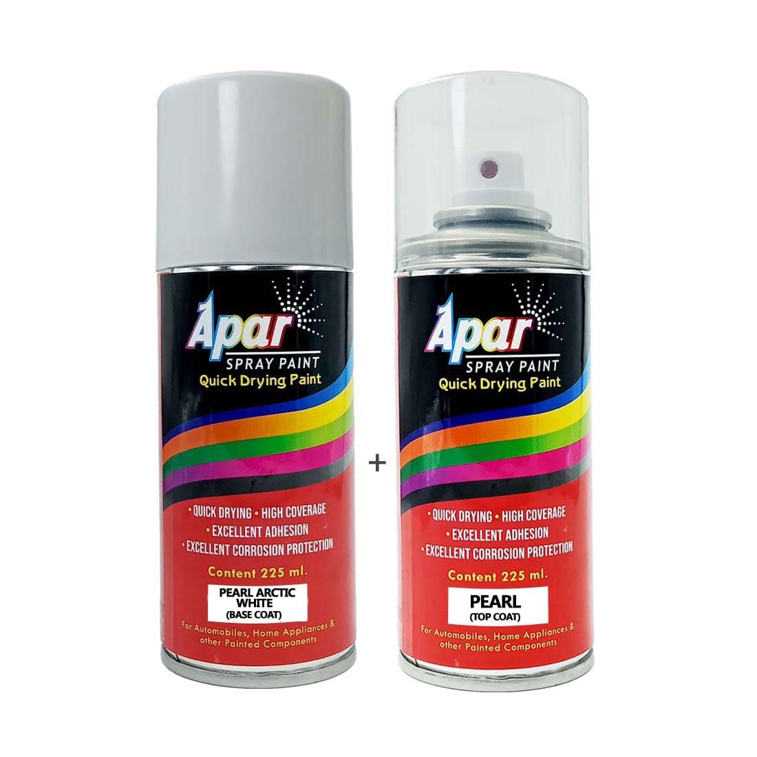 APAR Spray Paint Pearl Arctic White- Base Coat (RC Colour Name) +PC Compatible for Maruti Cars(Before 2023 model) -225 ml (Pack of 2-Pcs)