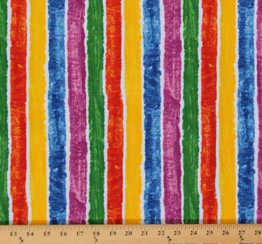 Andover Fabrics Cotton The Very Hungry Caterpillar Eric Carle Stripe Cotton Fabric Print by The Yard P0260-3874-M