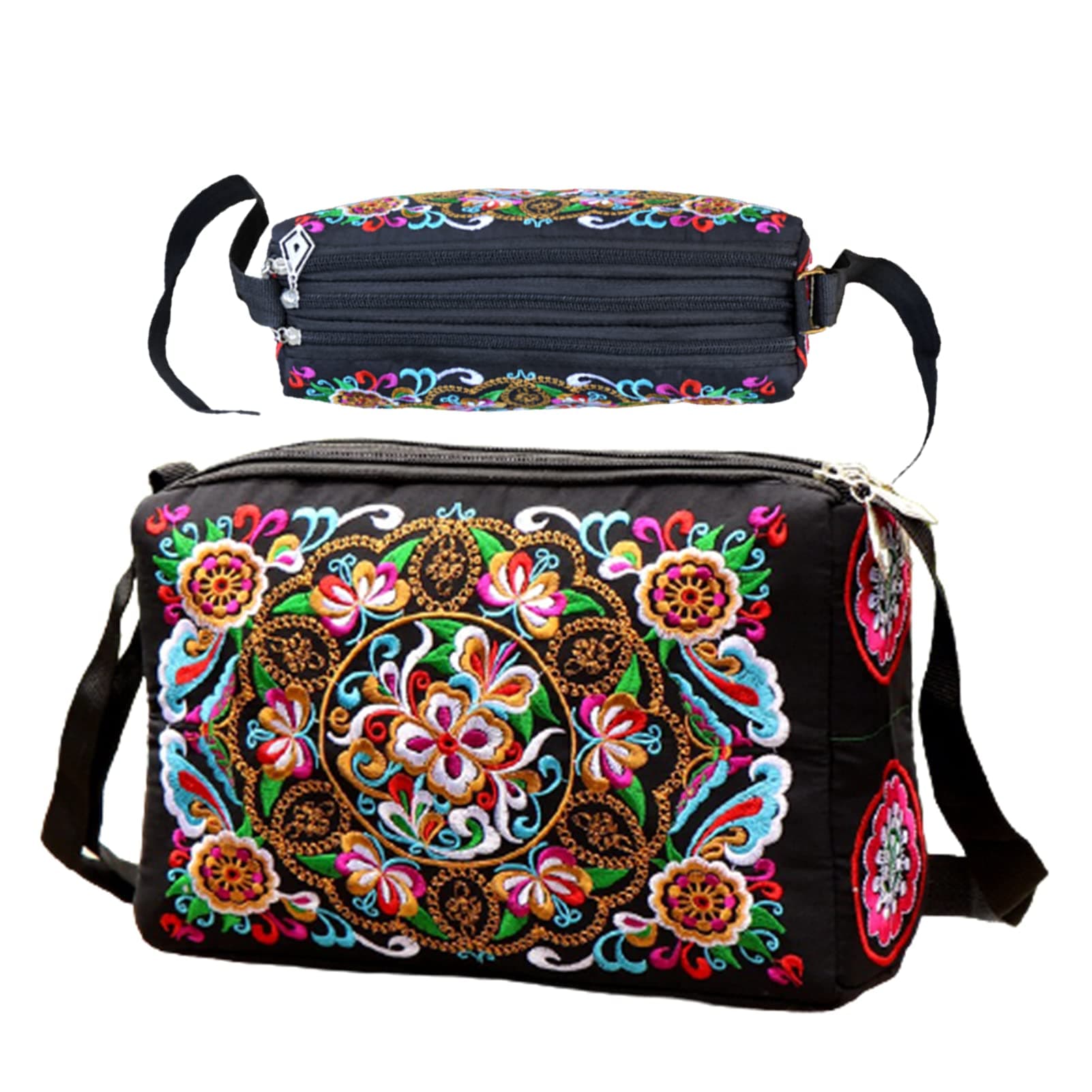PHEVOSPHEVOS Hobo Crossbody Bag for women, Vintage Ethnic Tribal Embroidered Boho Hippie Tote Handbags Shoulder Purse