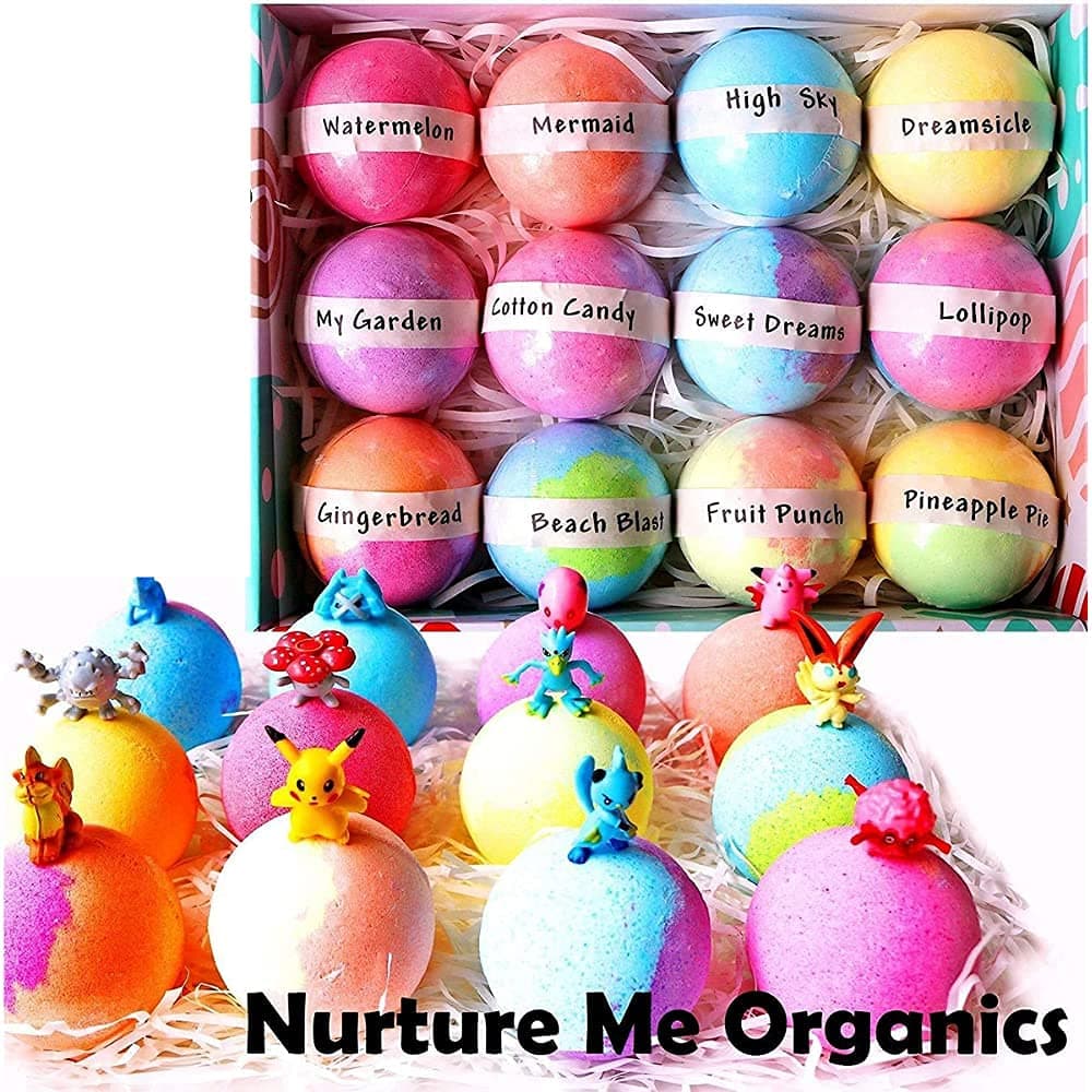 Kids Bath Bombs Gift Set. 12 Large Bath Bombs with Surprise Inside. Make Bathtime Fun with Bath Bombs for Kids with Toys Inside! Great Birthday Gift Box for Boys & Girls