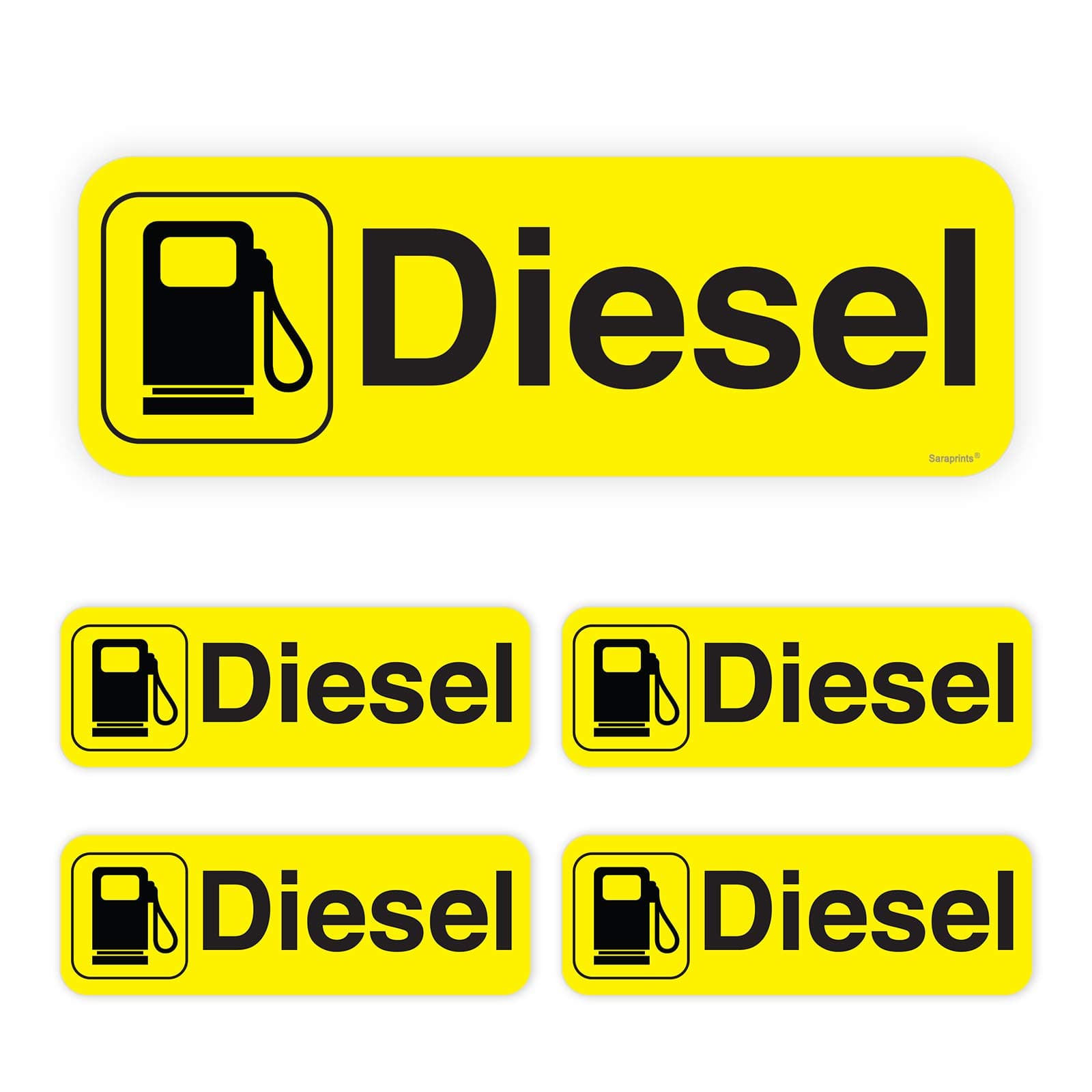 Pack of 5 Diesel Sticker for Fuel Cap Self Adhesive (64 x 22 mm) Waterproof Diesel Stickers for Cars, Trucks Sara Prints®