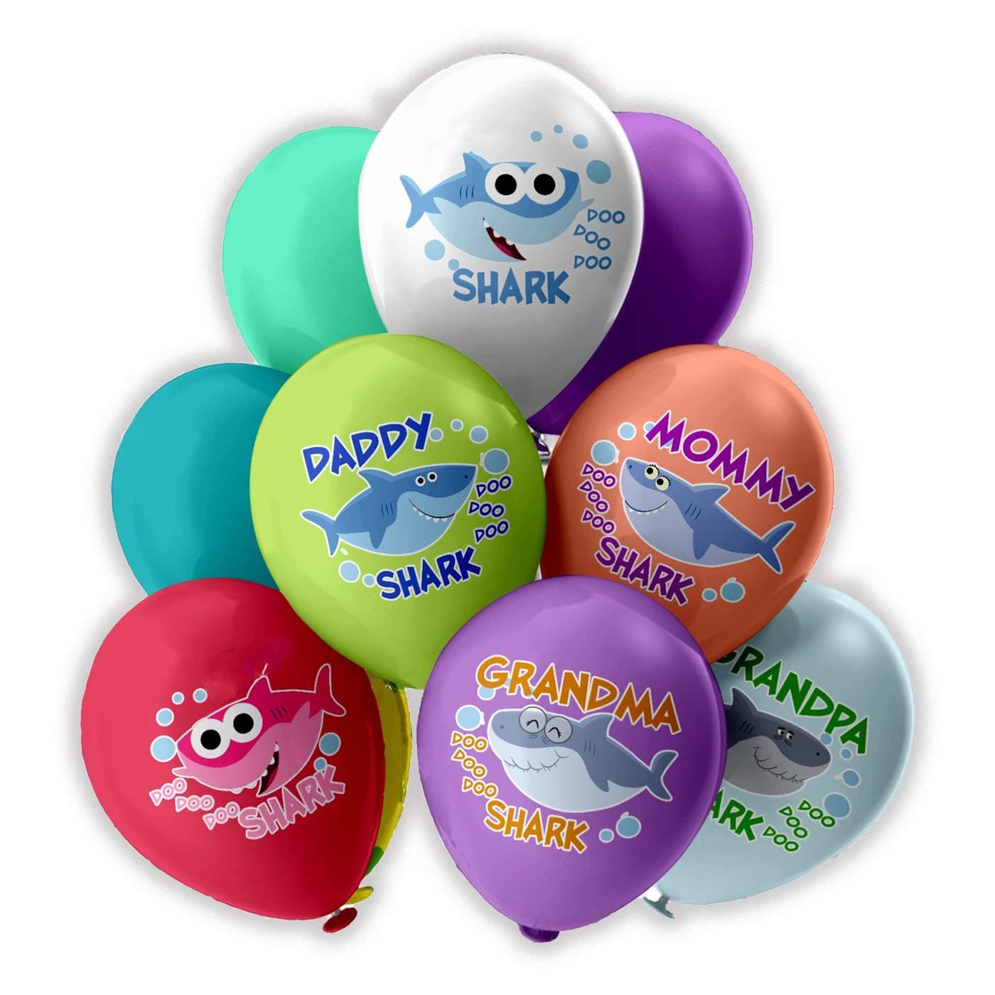 Baby Cute Shark Party Supplies Birthday Balloon 12inch Kids Shark Doo Doo Under the Sea Baby Shower Party Decorations 24Pcs