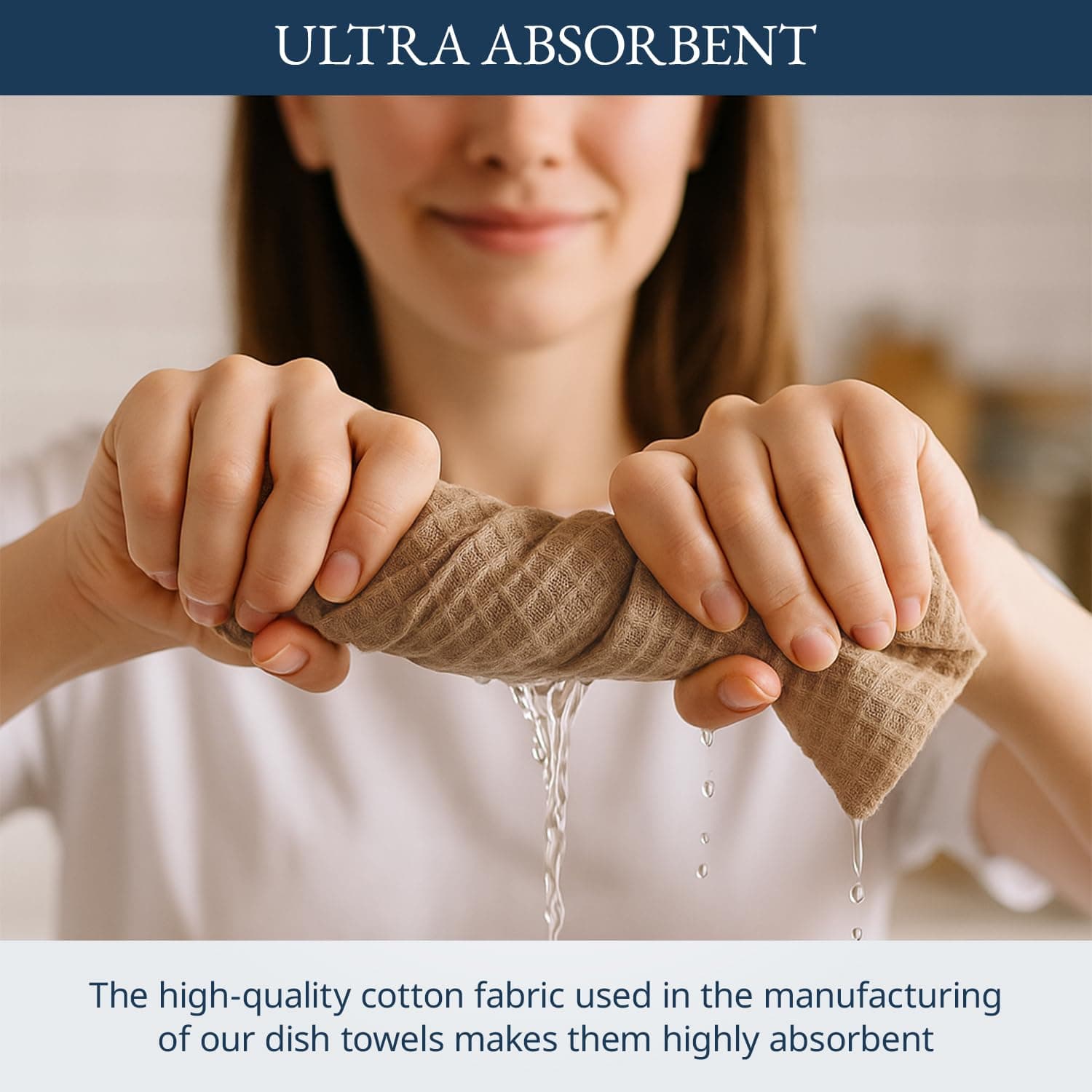 LANE LINEN Kitchen Towels Set - Pack of 6 Cotton Dish Towels for Drying Dishes, 18”x 28”, Kitchen Hand Towels, Tea Towels, Premium Dish Towels for Kitchen, Quick Drying Kitchen Towel Set - Beige