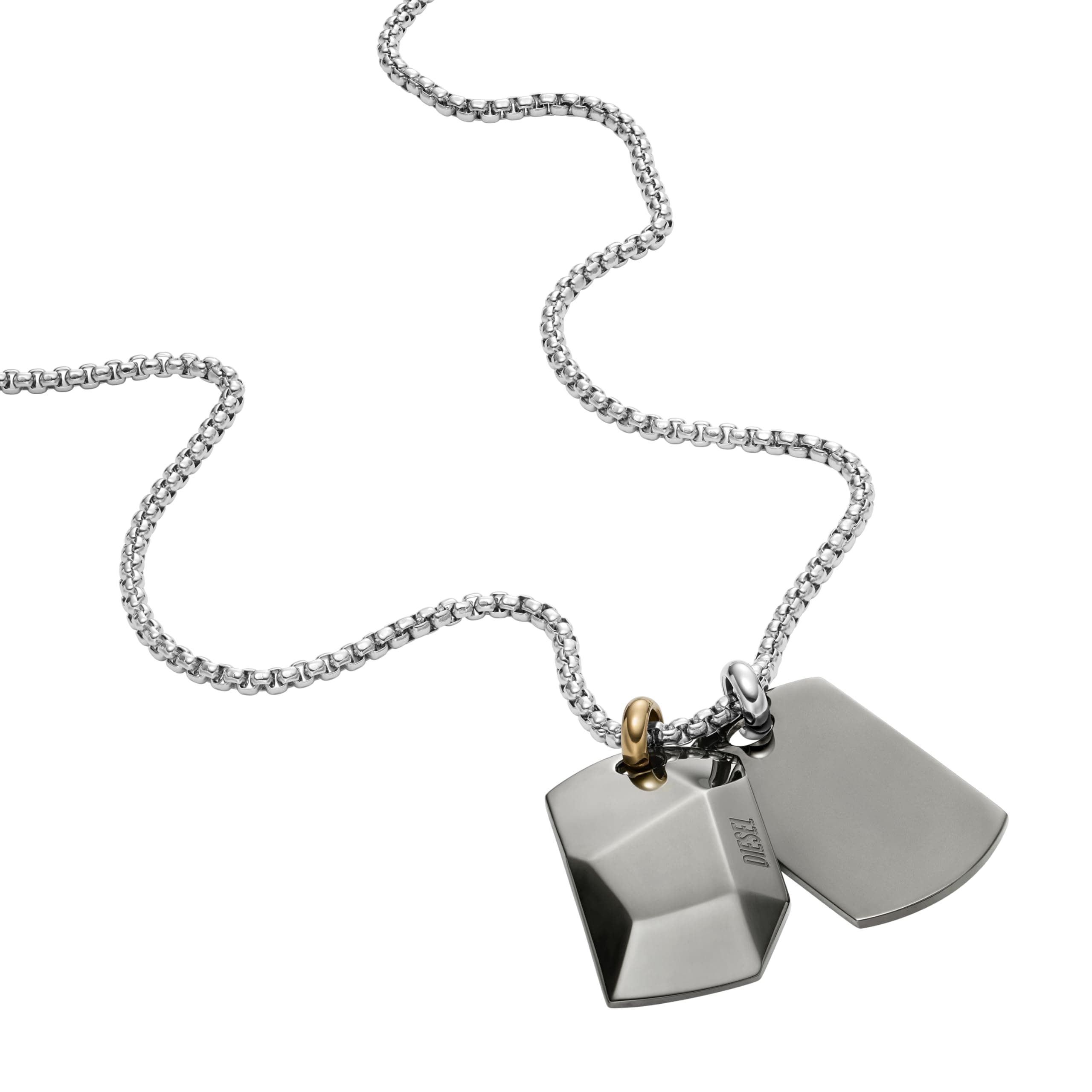 Diesel All-Gender Stainless Steel Dog Tag Pendant Necklace