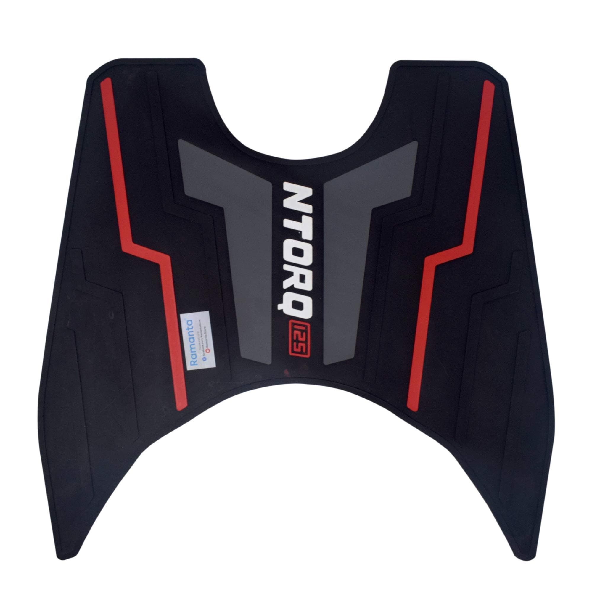 Ramanta Anti Skid Ntorq 125 Scooter Foot Mat Red Washable Rubber Scooter Anti-Slip Foot Mat Compatible for Ntorq 125, Race XP & 125 XT (1 PC, Rubber, Blck, Grey & Red Combi)