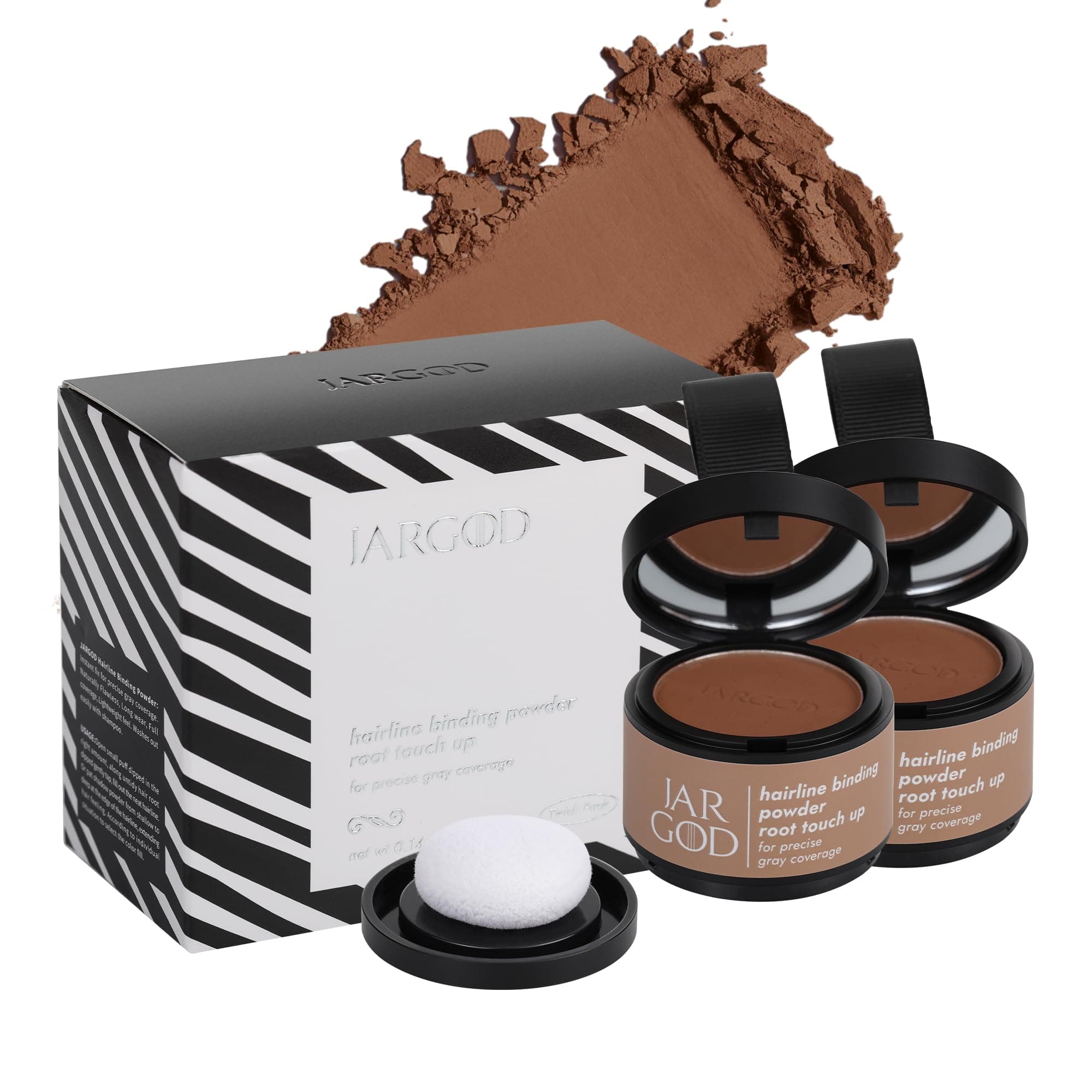 Hairline Powder Root Touch-Up Temporary Concealing Powder for Women & Men, Instant Gray Coverage, Auburn, Pack of 2