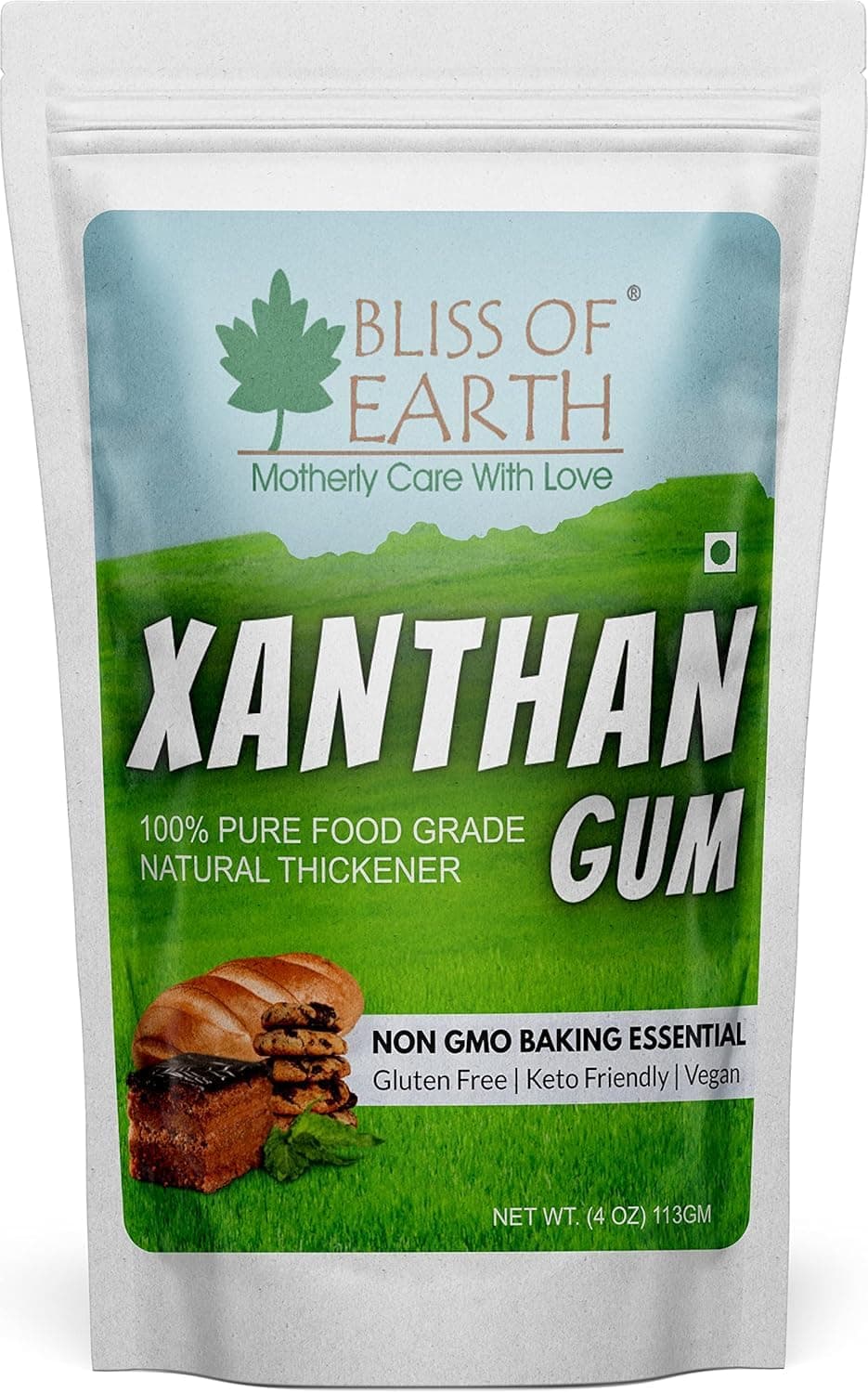 Bliss of Earth Xanthan Gum Powder 100% Pure Food Grade Natural Thickener Gluten Free, Keto Friendly, Vegan 113gm