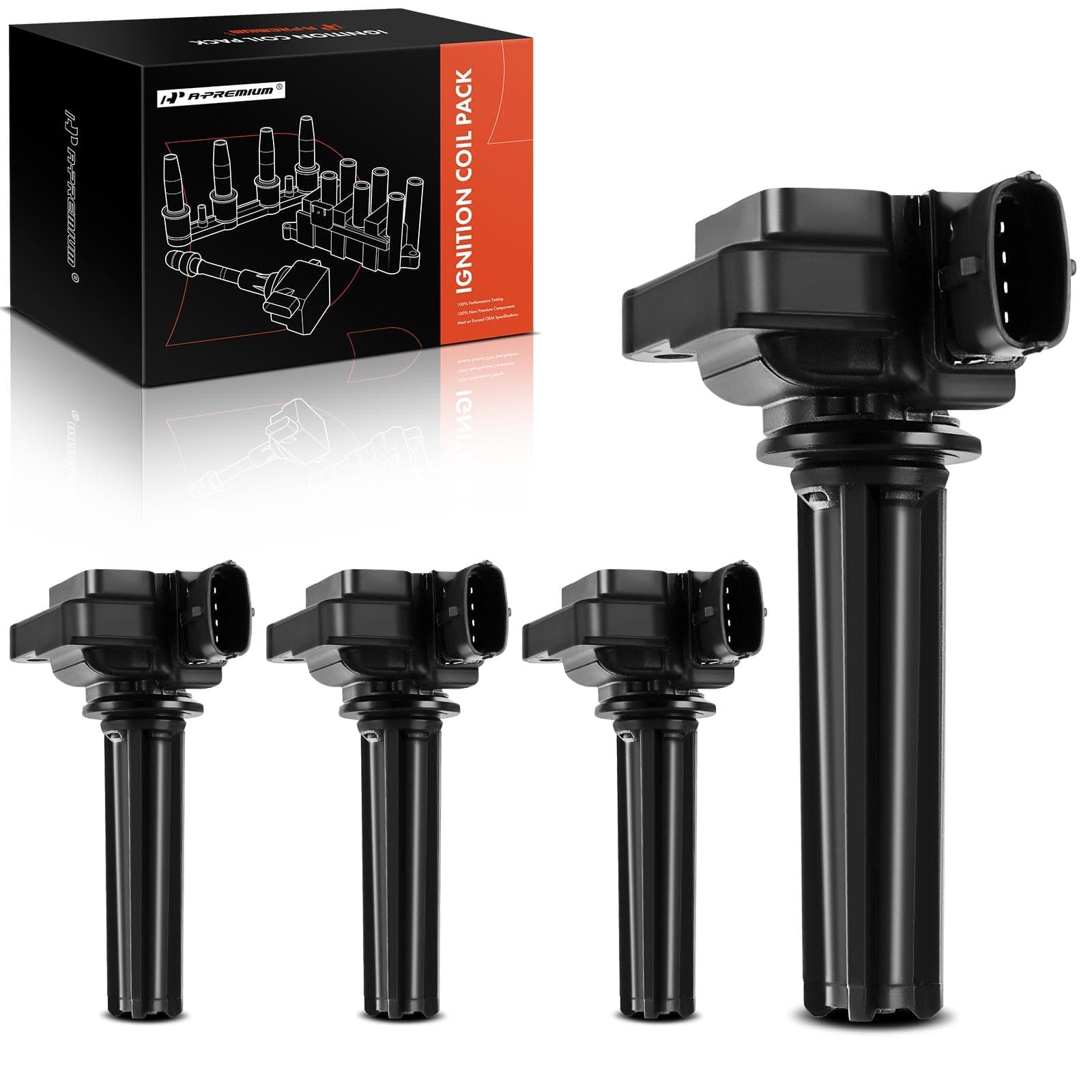 A-Premium Engine Ignition Coil Pack Compatible with Saab 9-3 2003-2011 9-3X 2010-2011 2.0L Turbo Only 4-PC Set
