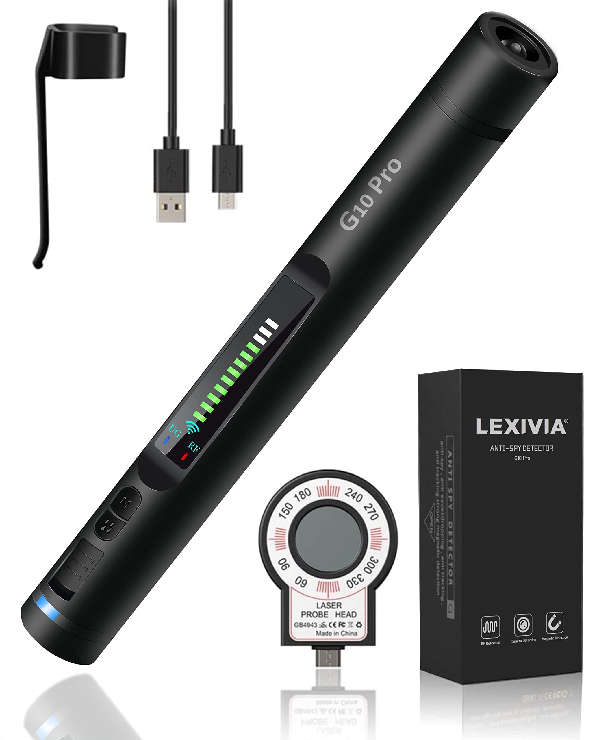 Professional Anti-Spy Detector | Portable, Wireless, Multifunction | 12 Levels Sensitivity and 4 Professional Modes for Home, Office, Travel | Hidden Camera Detector, GPS Tracker Finder