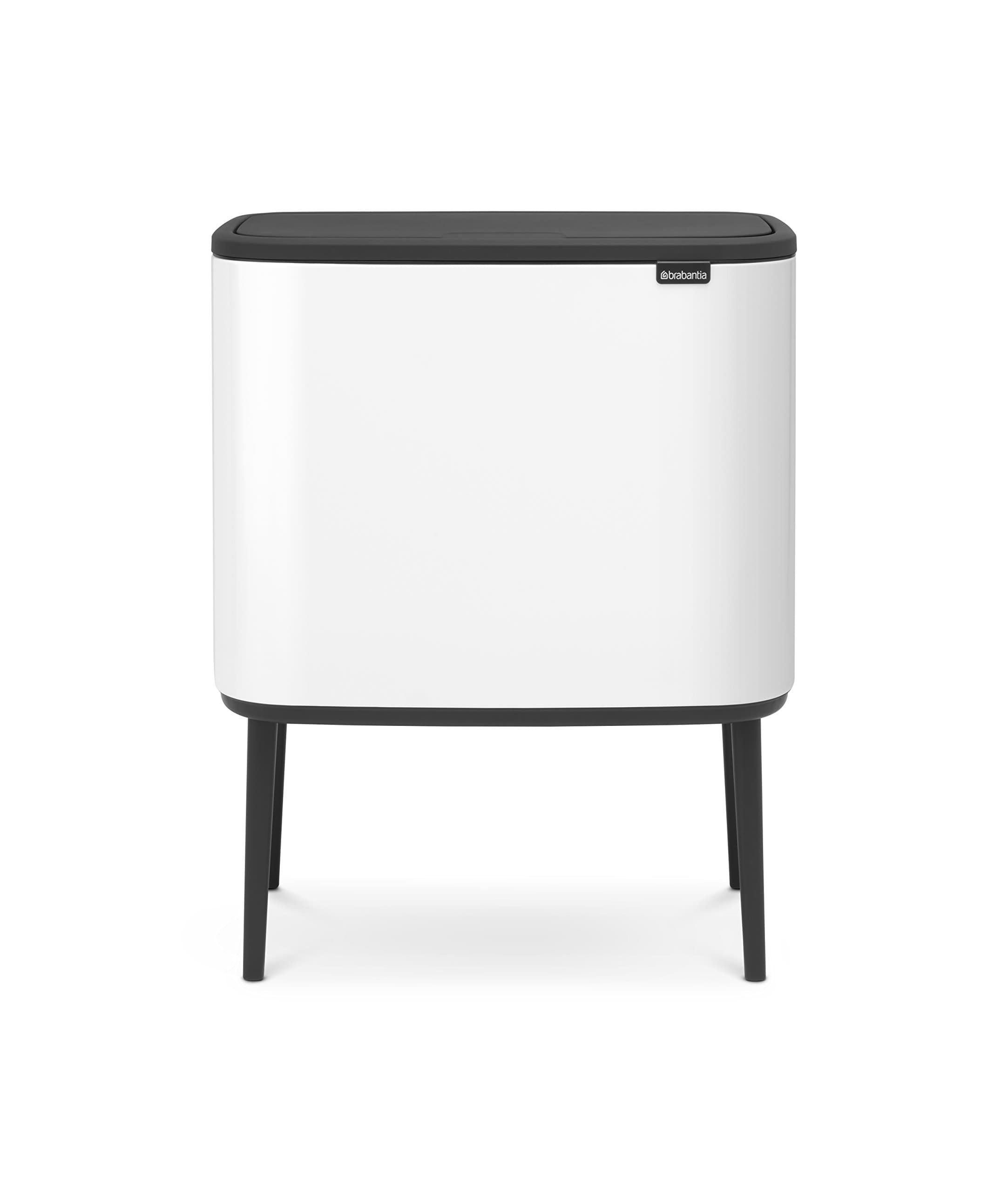 Brabantia Bo Touch Bin - 11 + 23L Inner Buckets (White) Waste/Recycling Kitchen Bin - Soft-touch