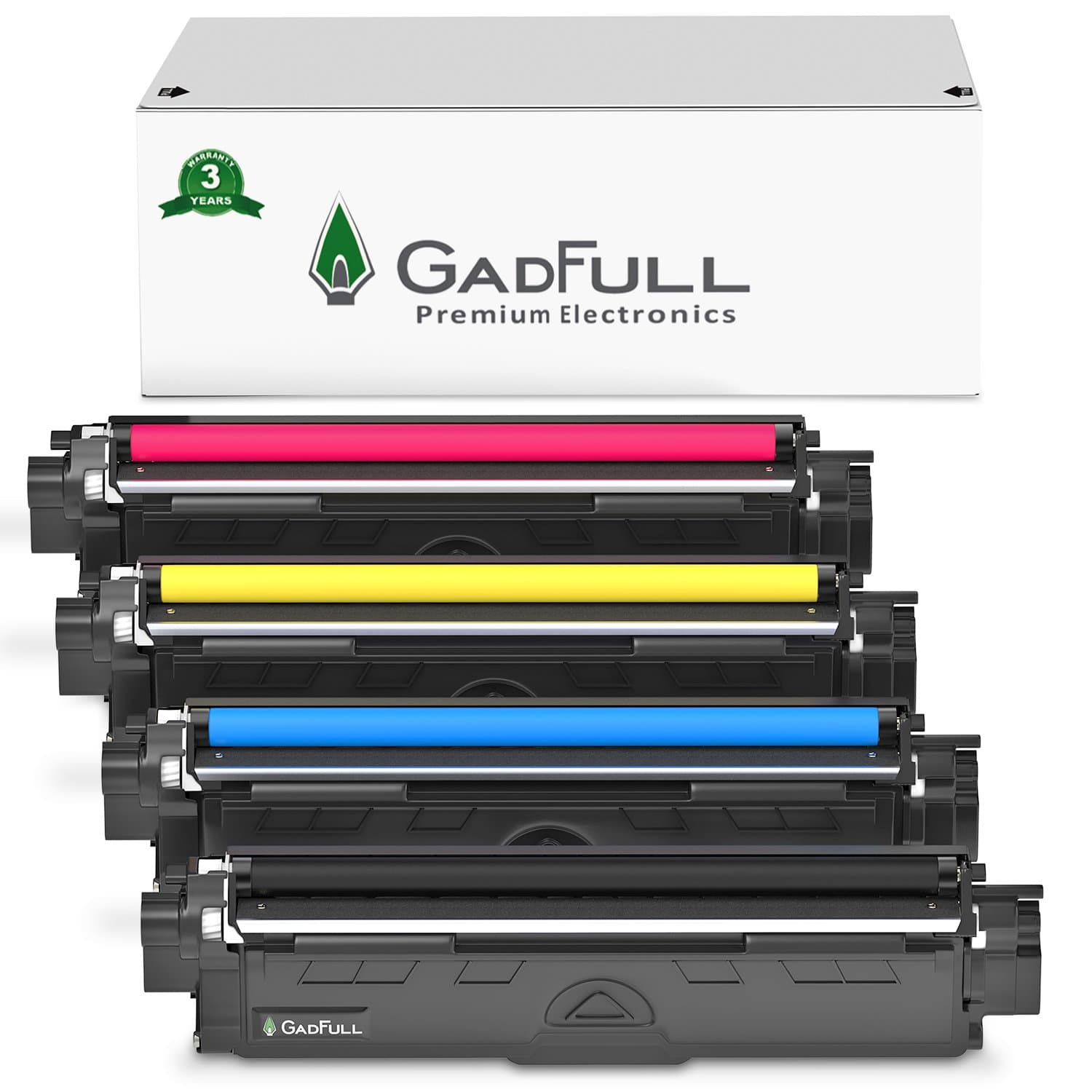GadFull 4 Pack Toner compatible with Brother HL-3142CW | HL-3152CDW | HL-3172CDW | DCP-9022CDW | MFC-9142CDN | MFC-9332CDW | MFC-9342CDW | Corresponds to the Original TN-242 / TN-246 | 2500 Pages
