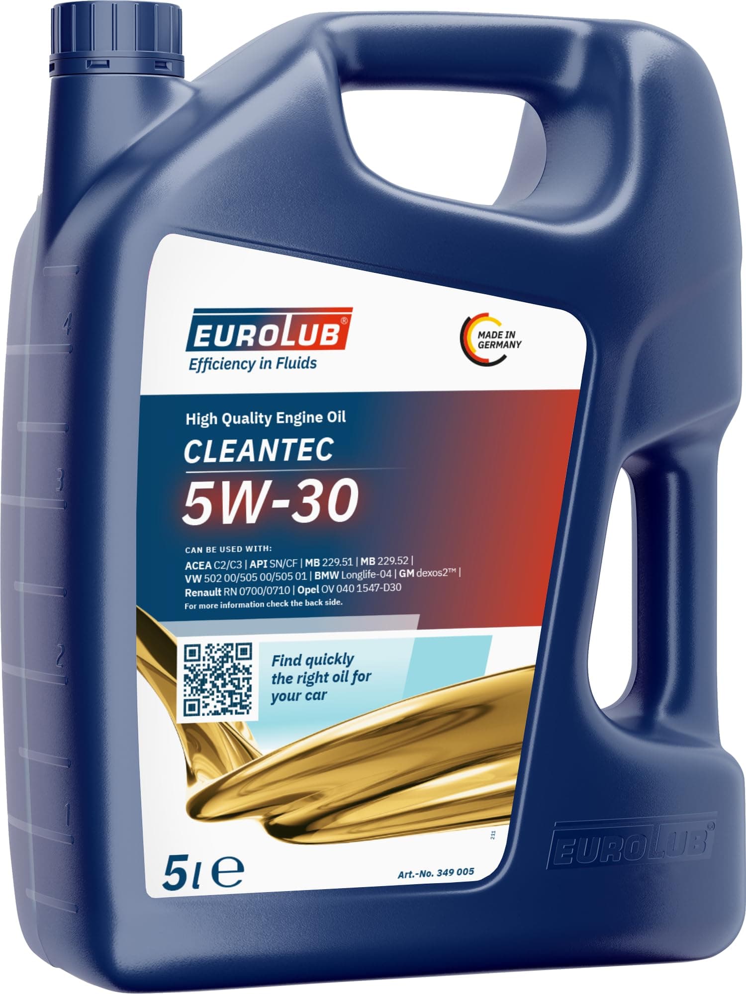 EUROLUB CLEANTEC SAE 5W-30 Engine Oil, 5 Liters