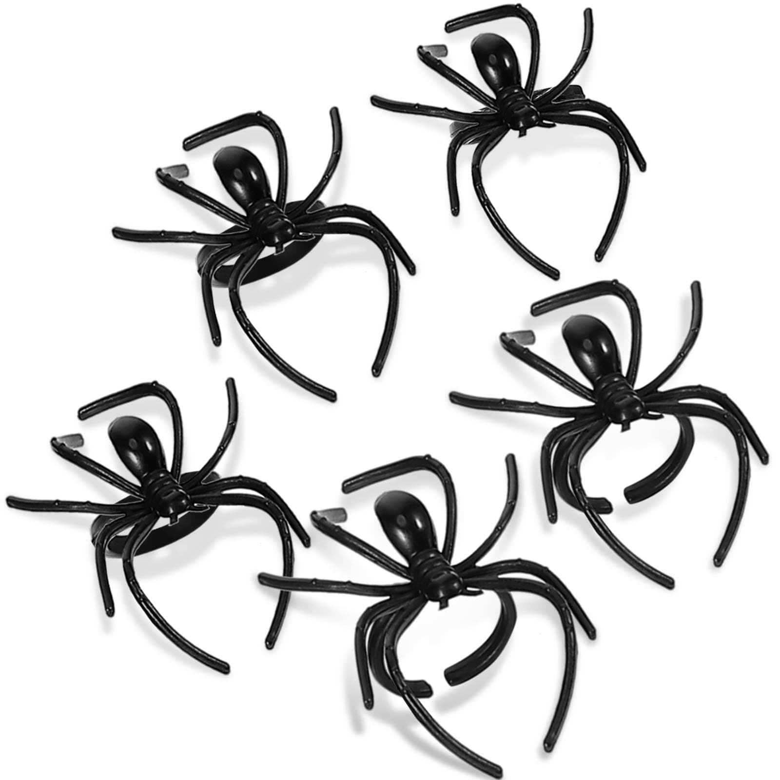 120 Pieces Spider Rings Halloween Rings Plastic Spider Cupcake Topper Bulk Costume Accessories Halloween Party Favors