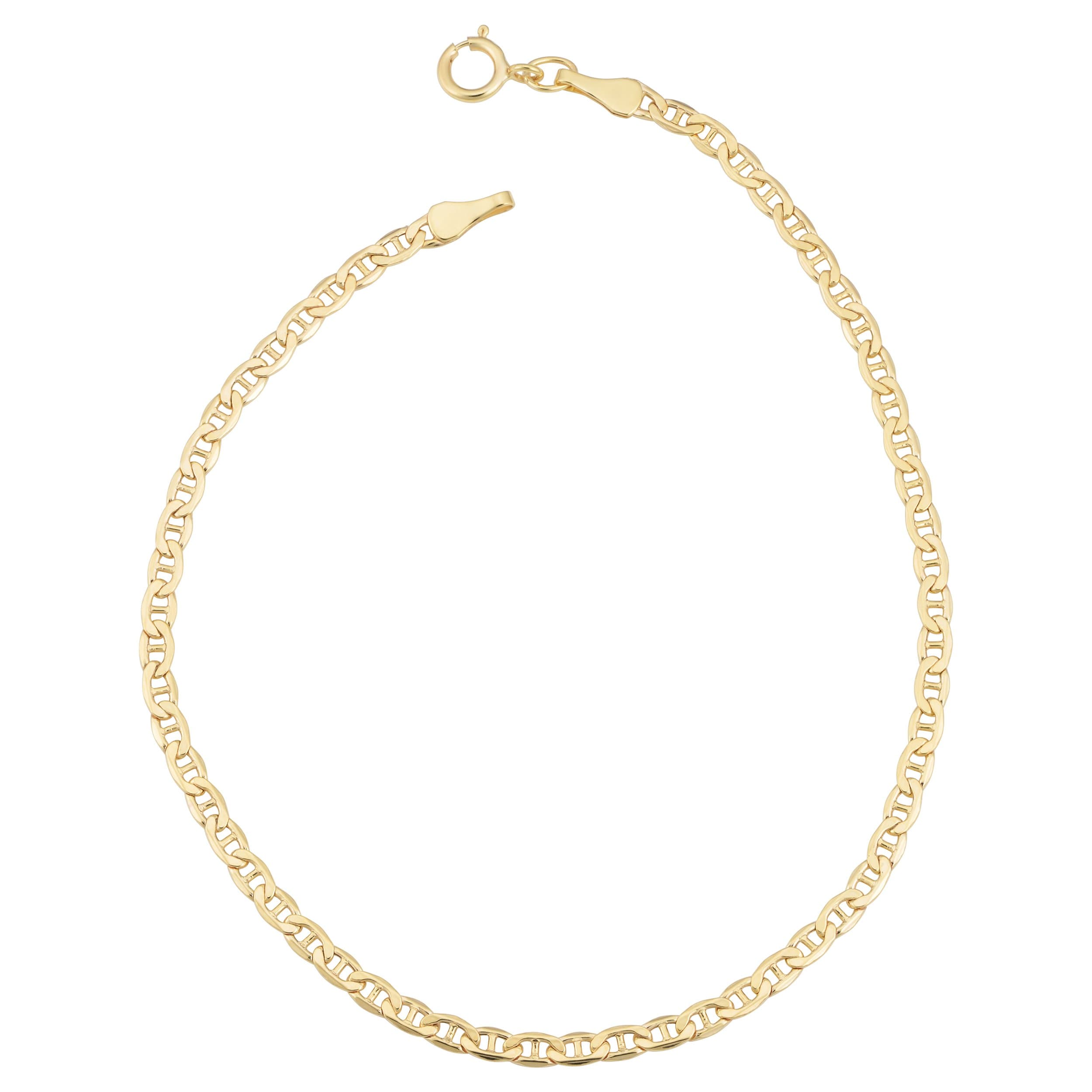Womens Mariner Link Bracelet - 10k Yellow Gold Chain, 7.5 In, Spring Ring Clasp