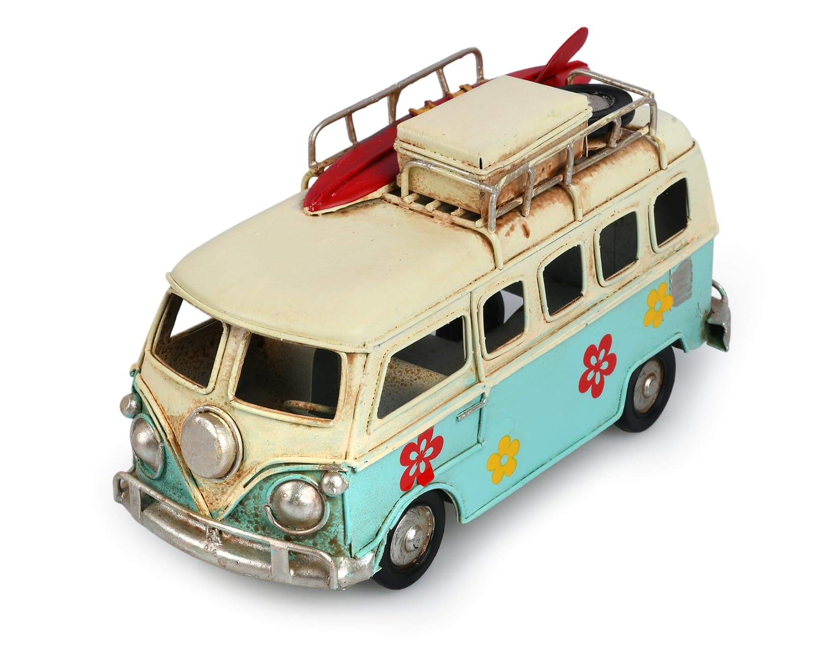 Camper Van Model 6.3 Inches Retro Classic Style Metal Beach Bus Hippie Vehicle Home Decor - Ideal Birthday Surprise - Blue