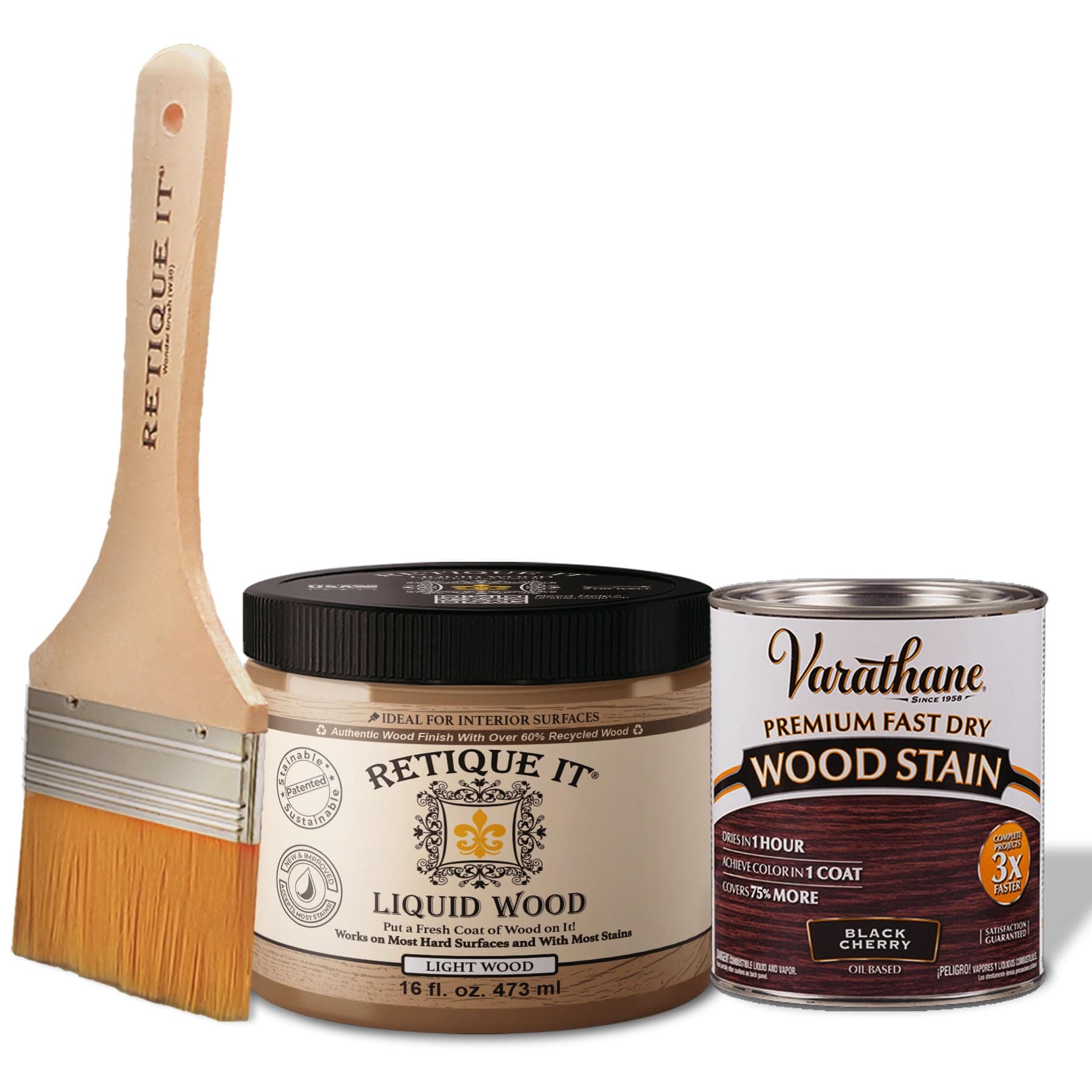 Liquid Wood - Pint Light Wood with Black Cherry Stain - Stainable Wood Fiber Paint - Put a fresh coat of wood on it (16oz LW, Black Cherry)