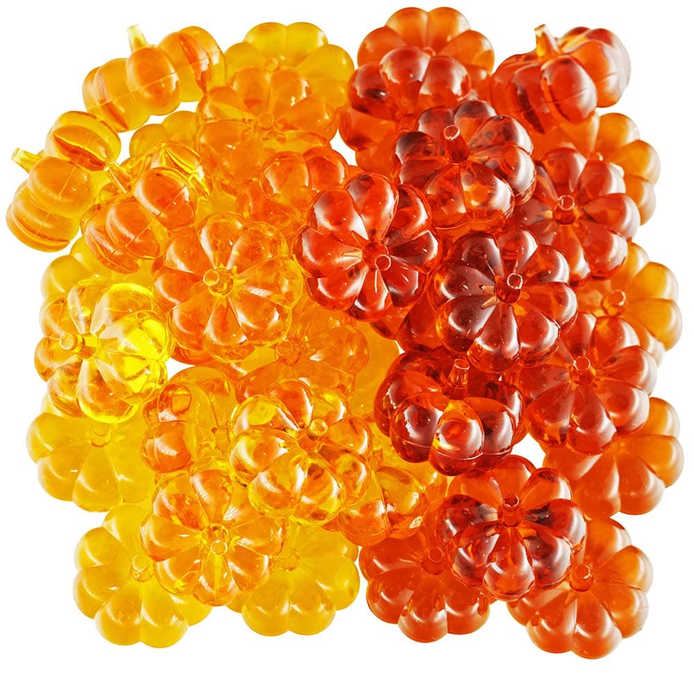 60 Pcs Mini Acrylic Pumpkin Embellishments Fall Decorations Vase Fillers Table Scatter Acrylic Display Ornaments Bowl Filler Fall, Autumn and Thanksgiving Décor