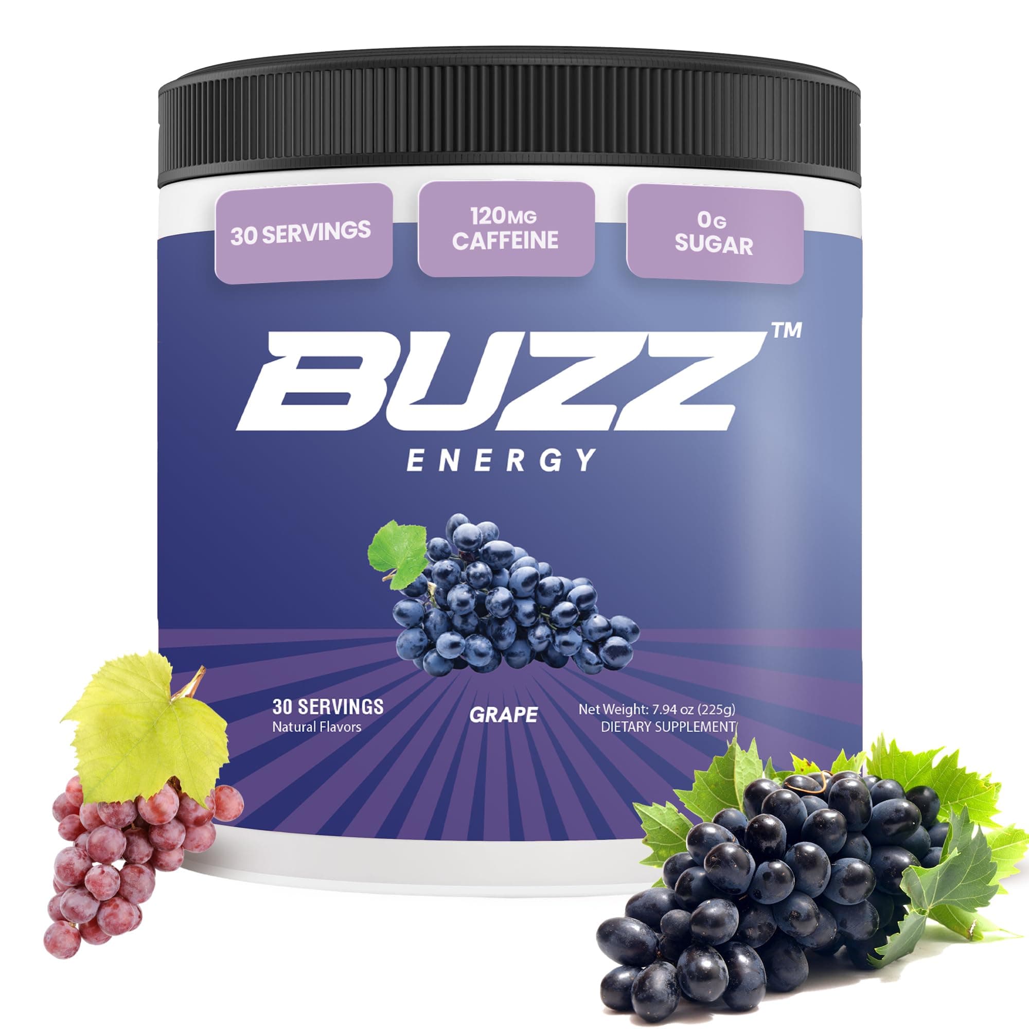 Energy Powder Grape Drink - Energy Boost Drink Mix - Sugar-Free Energy with Antioxidants - Morning Kickstart and Sports Nutrition Endurance Product