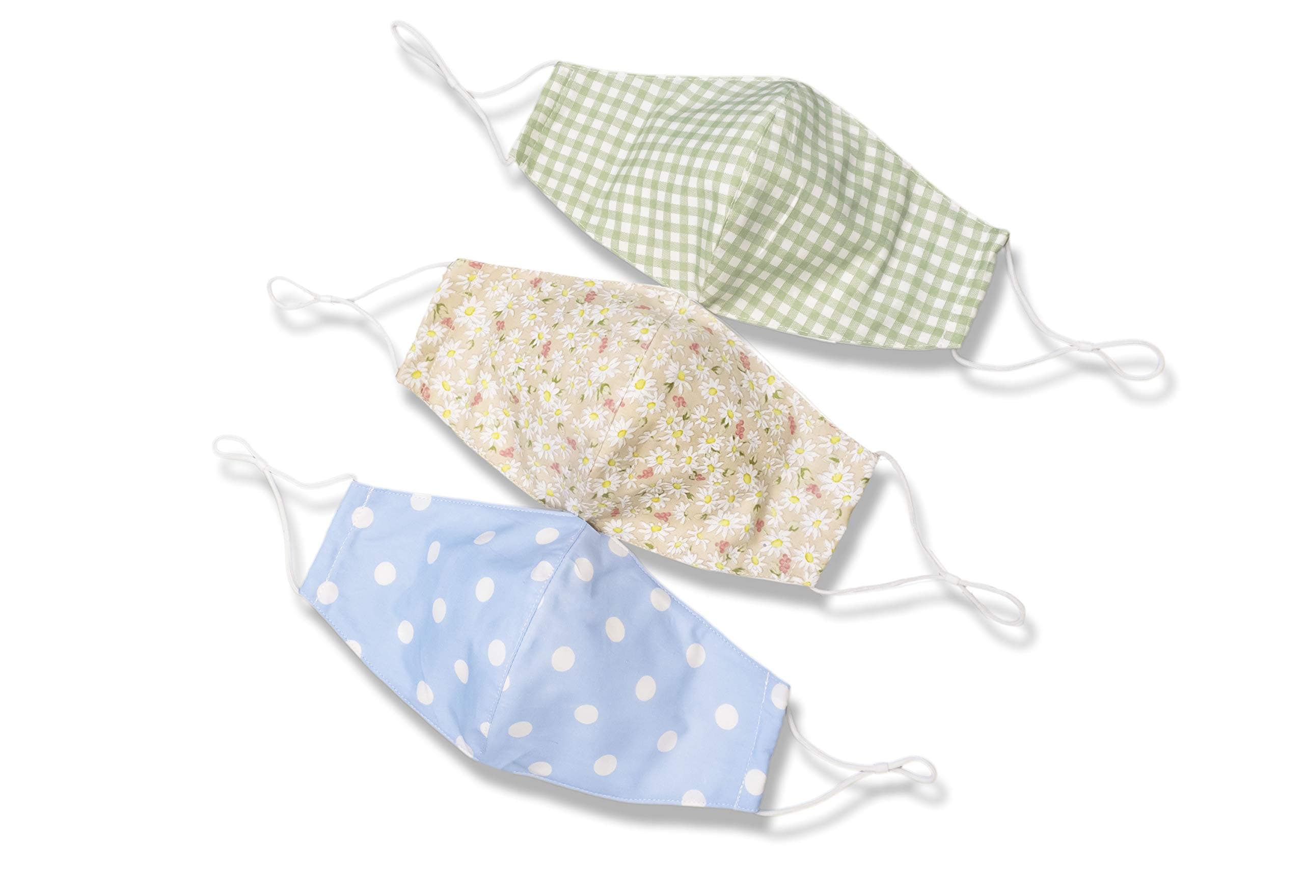 Face Mask Reusable Women Cute Design Fashionable Stylish Floral, Plaid, Polka Nose Wire Adjustable Ear Loops Filter Pocket - Reusable, Breathable, Washable, Fashionable Cloth Mask For Adult - 3 Pack