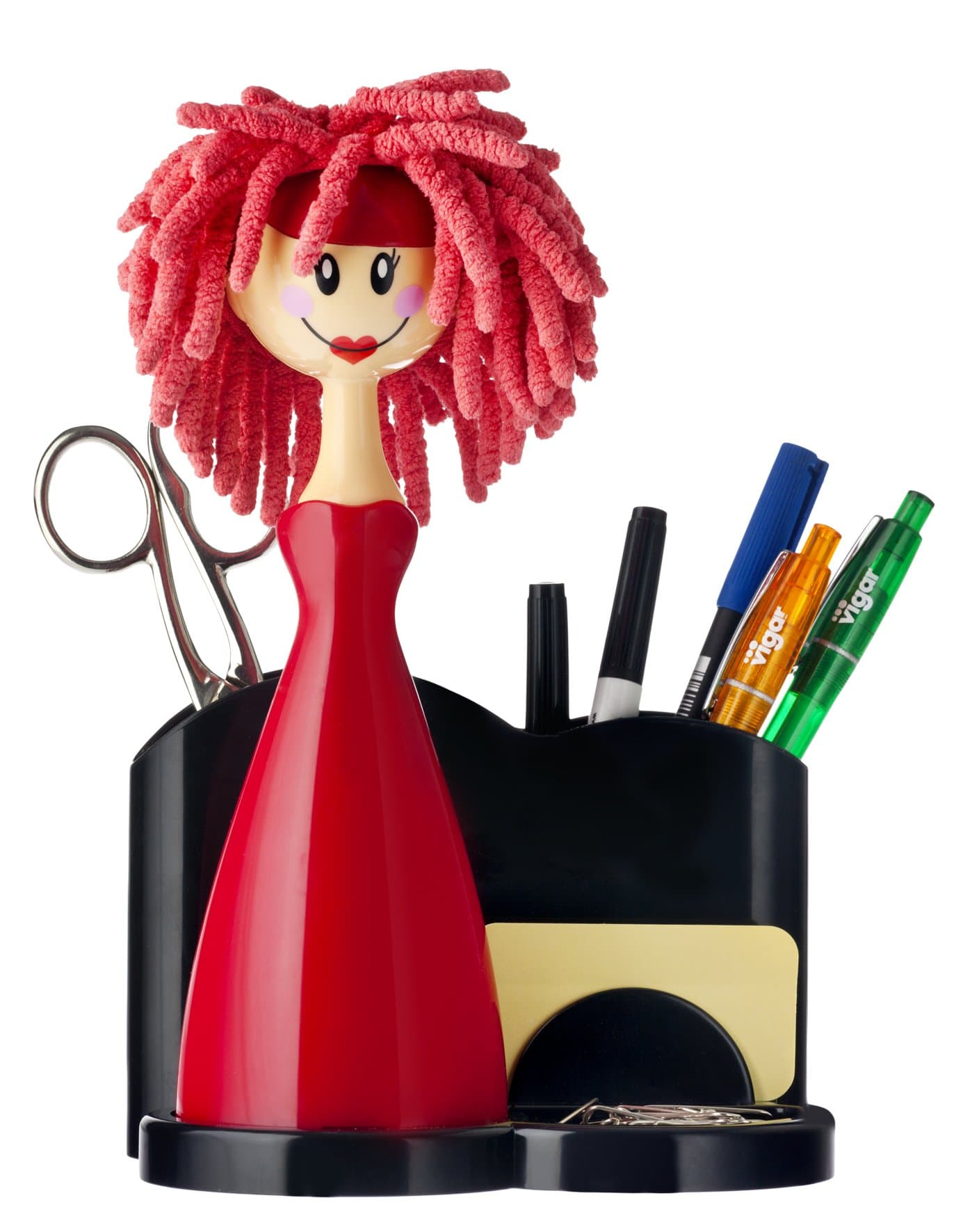 Vigar Casa Brush OFICINA Doll with Red Holder, Pen Set Office Black