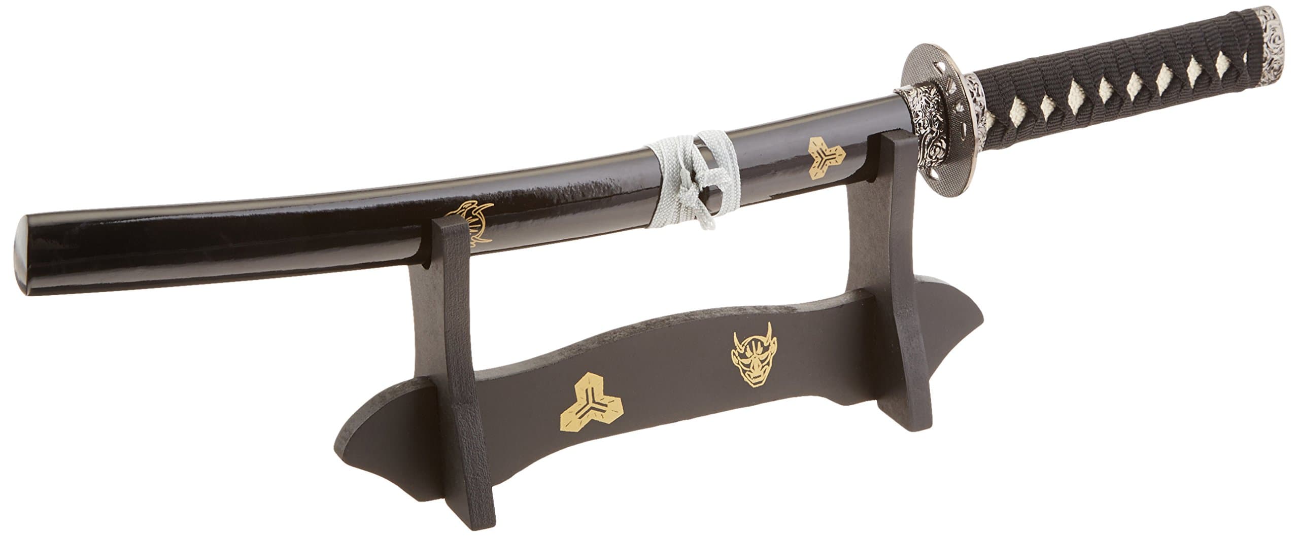 Master BladesUSA Letter Opener, Historical Short Sword, Cord Wrapped Handle, Black Lacquer Scabbard, Includes Sword Stand, Collectible, Display, Replicas