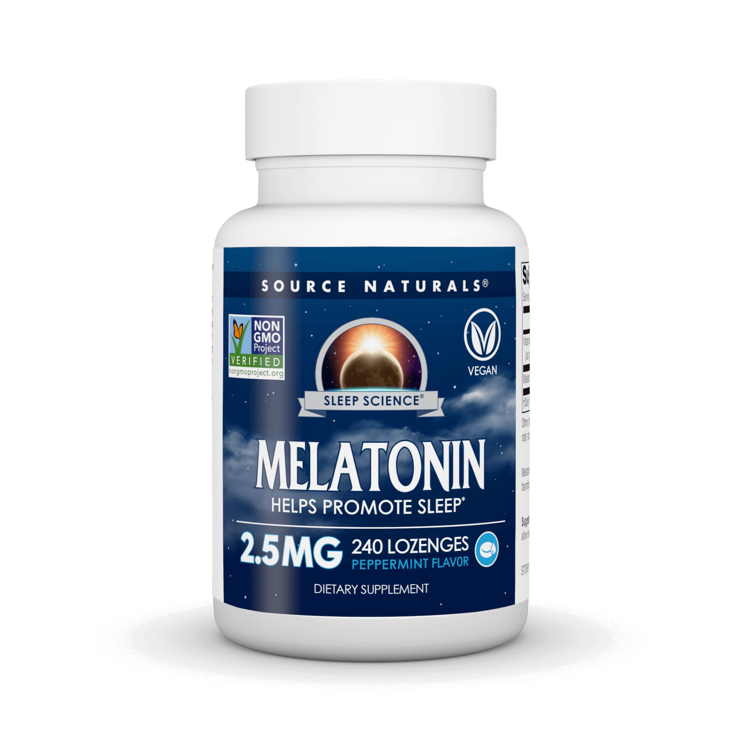 Source Naturals Melatonin, Helps Promote Sleep* - 2.5 mg - 240 Vegan Peppermint Flavored Lozenges