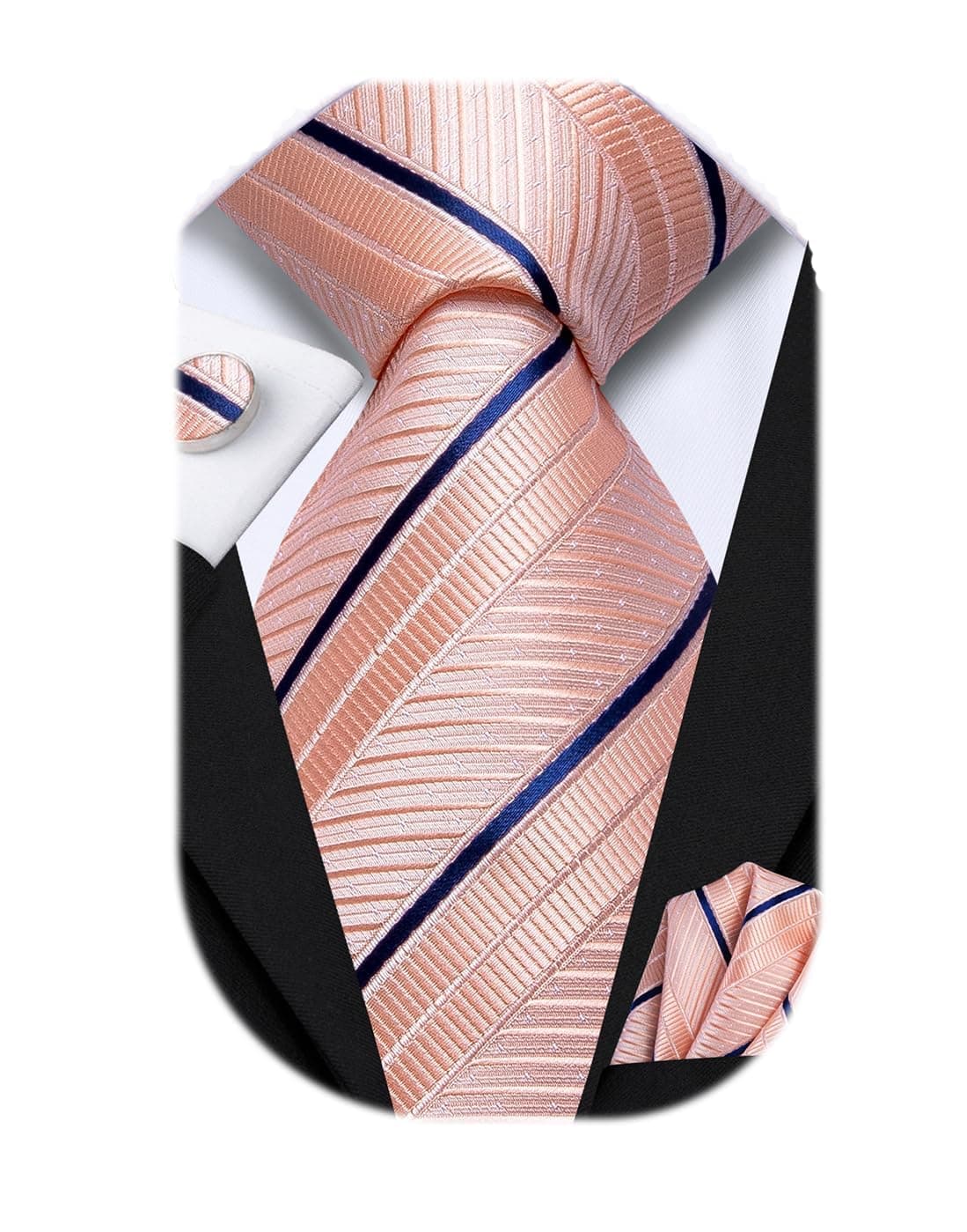 Dubulle Mens Paisley Floral Silk Tie for Men Striped Tie and Pocket Square Set for Wedding Business